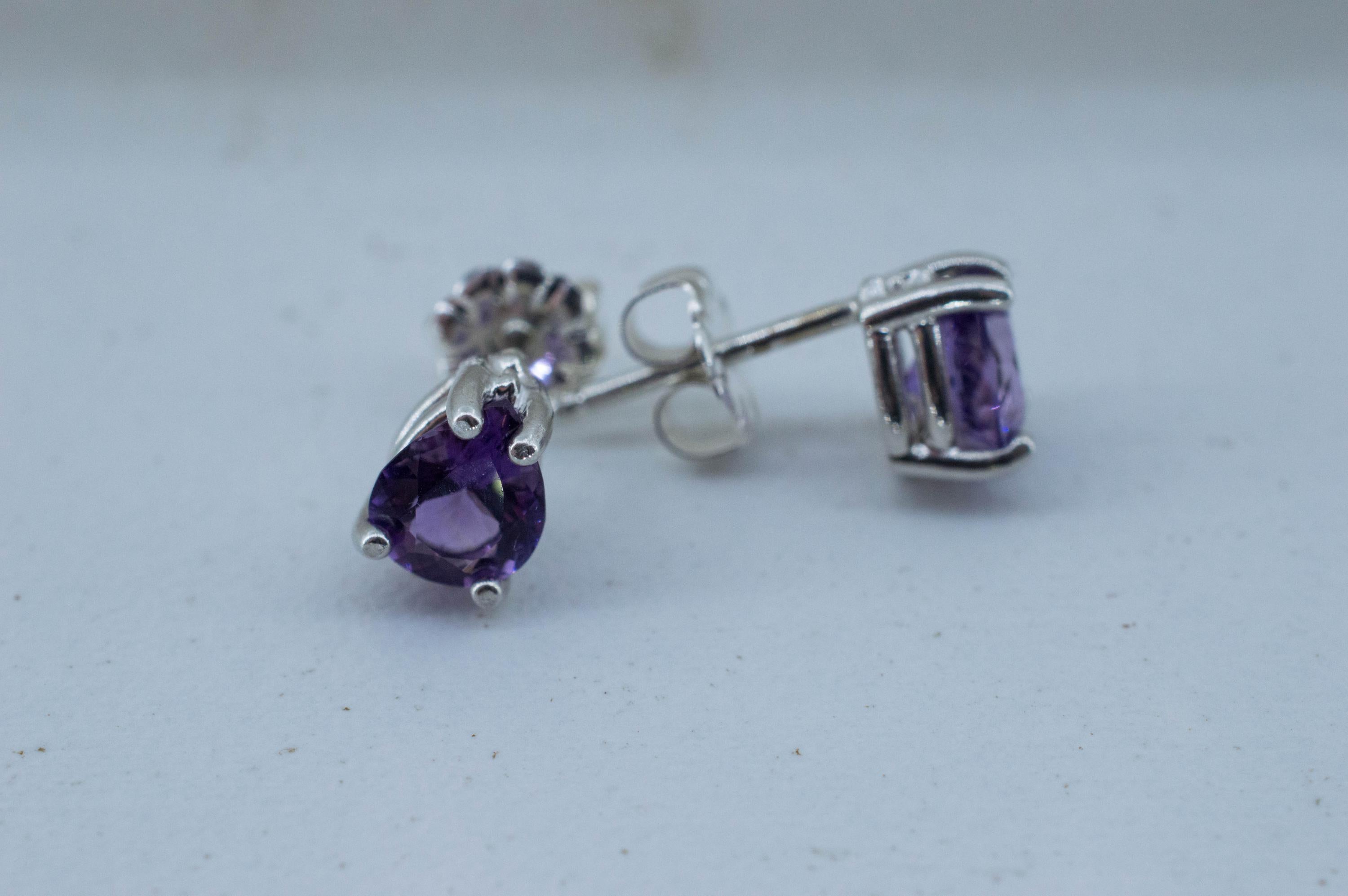 Amethyst Earrings, Natural Untreated Brazilian Amethyst; 1.130cts - Mark Oliver Gems