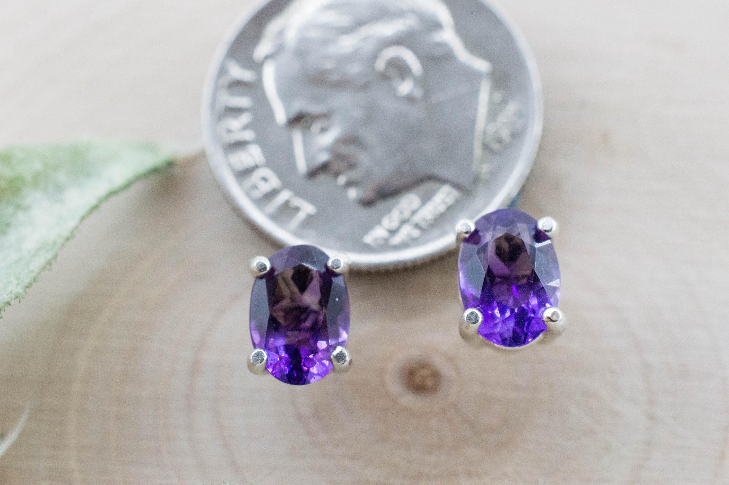 Amethyst Earrings, Natural Untreated Brazilian Amethyst; 1.080cts - Mark Oliver Gems