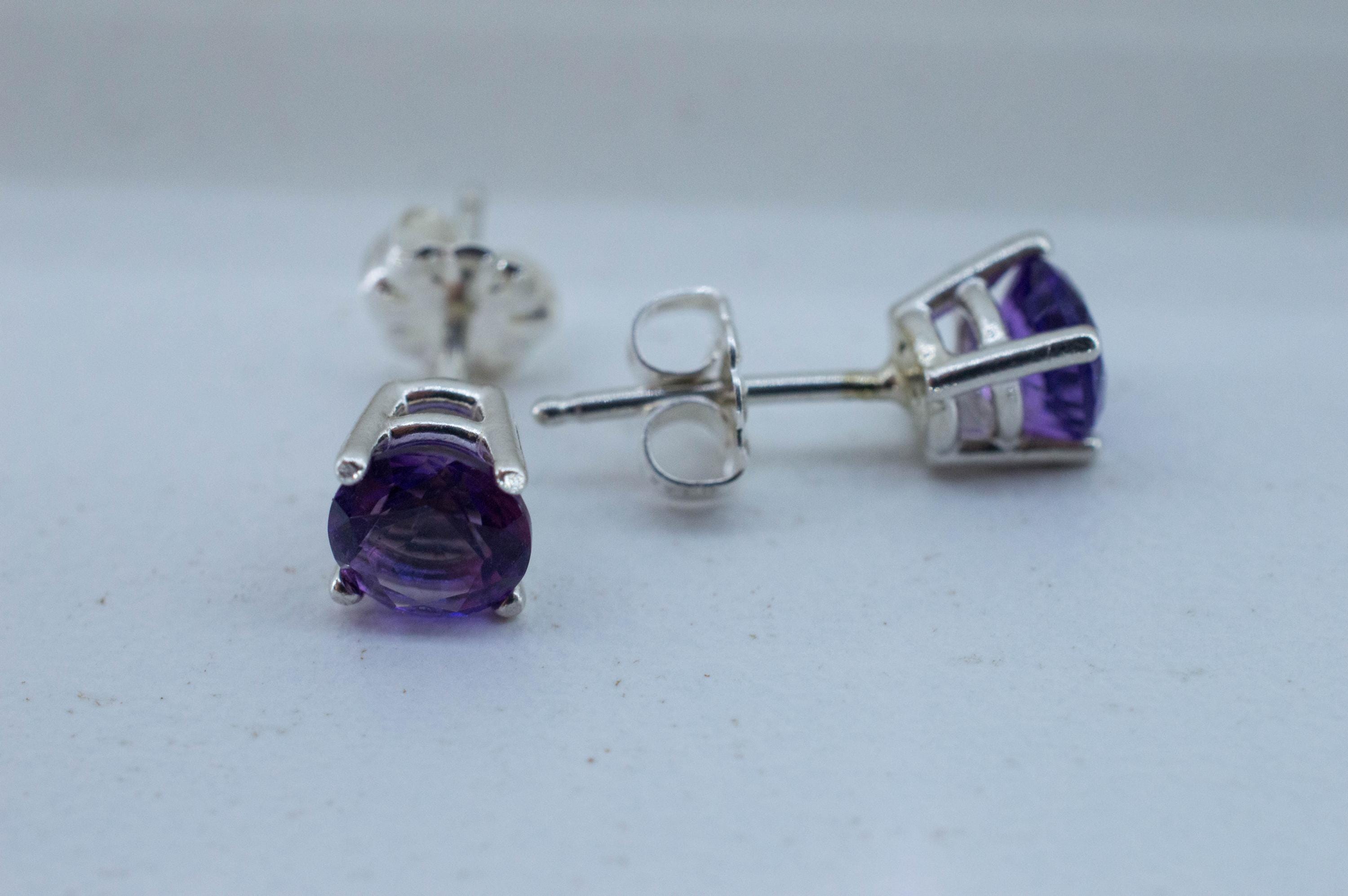 Amethyst Earrings, Natural Untreated Brazilian Amethyst; 1.195cts - Mark Oliver Gems
