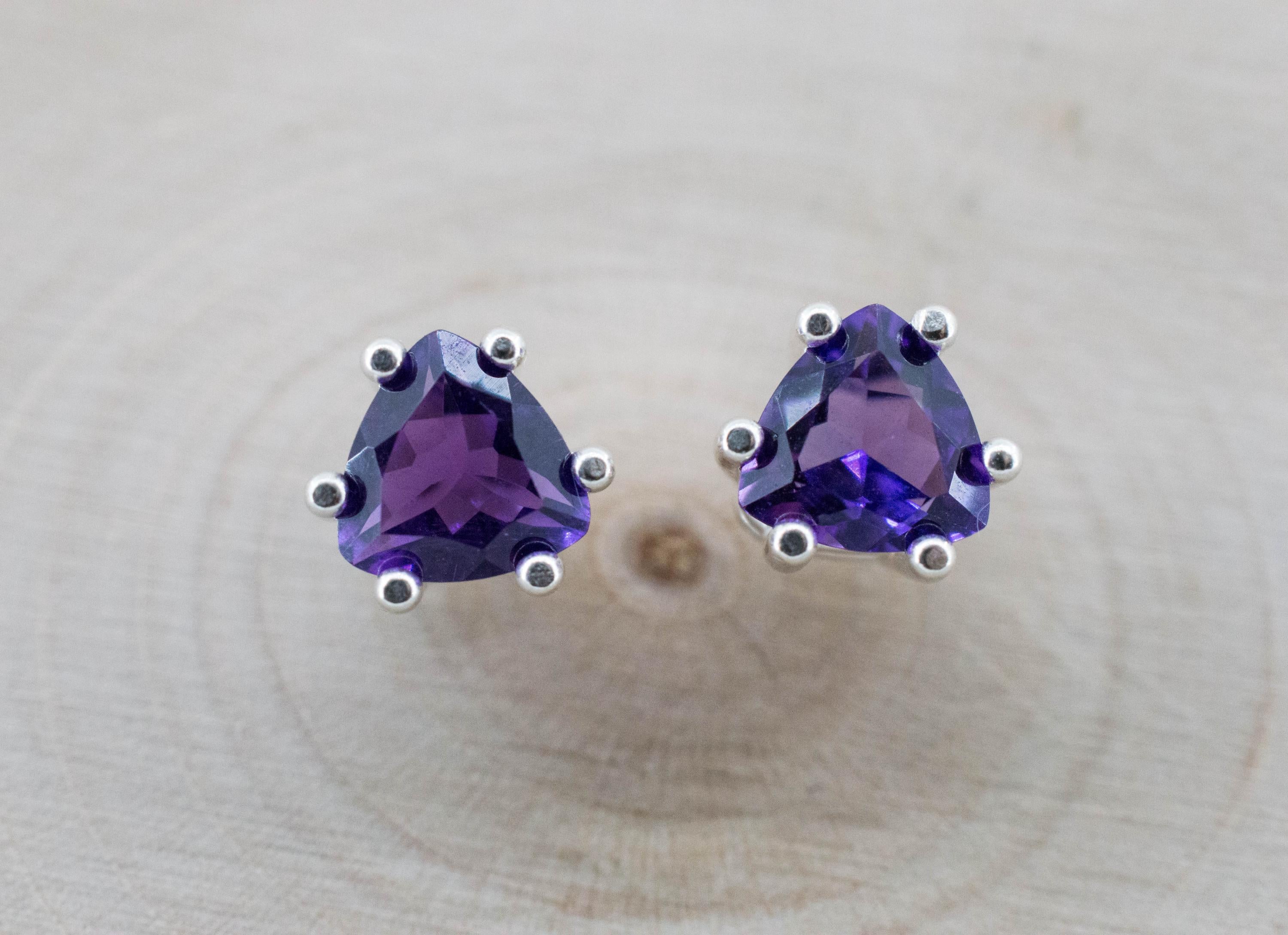 Amethyst Earrings, Natural Untreated Brazilian Amethyst; 1.210cts - Mark Oliver Gems
