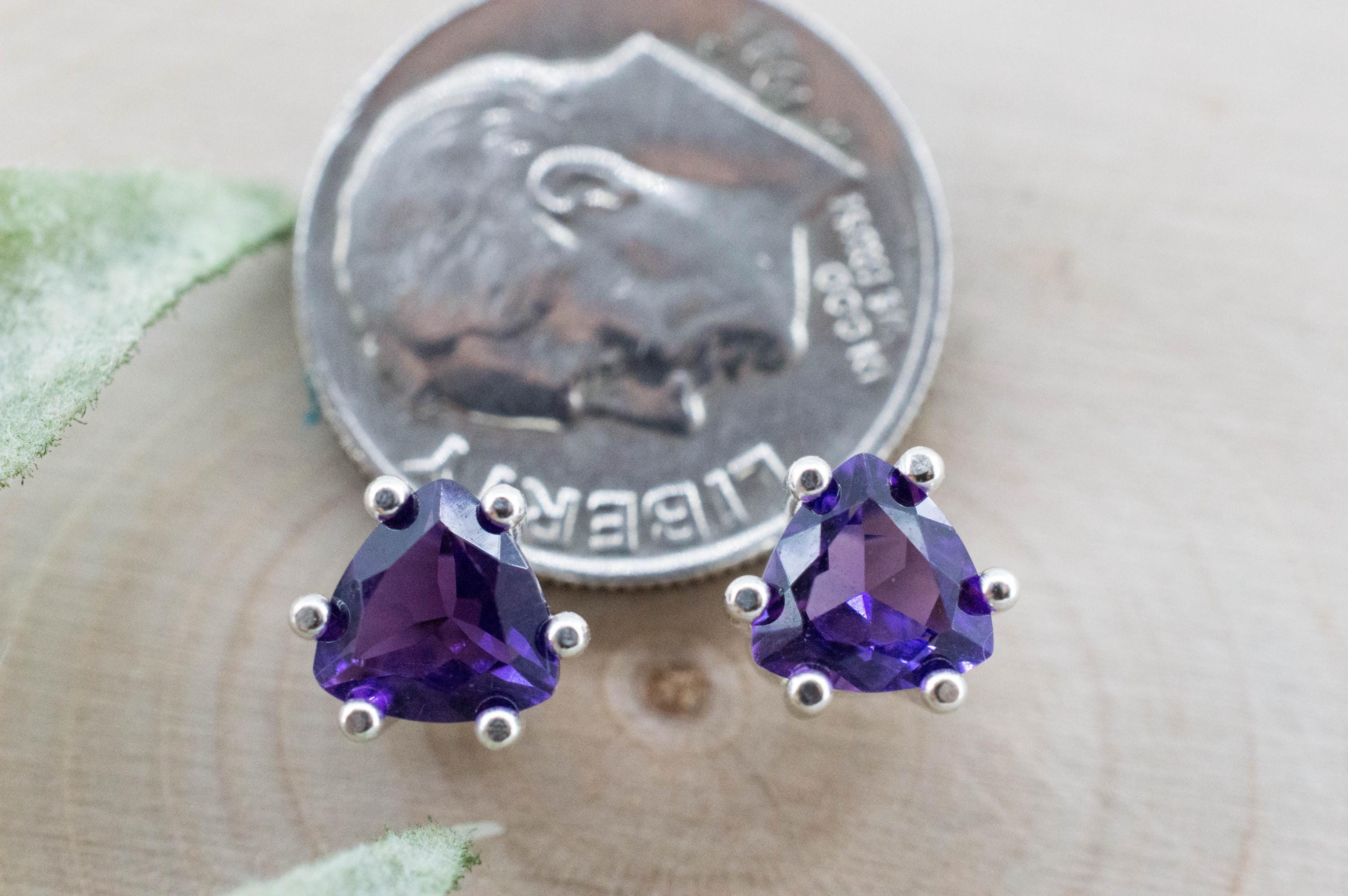 Amethyst Earrings, Natural Untreated Brazilian Amethyst; 1.210cts - Mark Oliver Gems