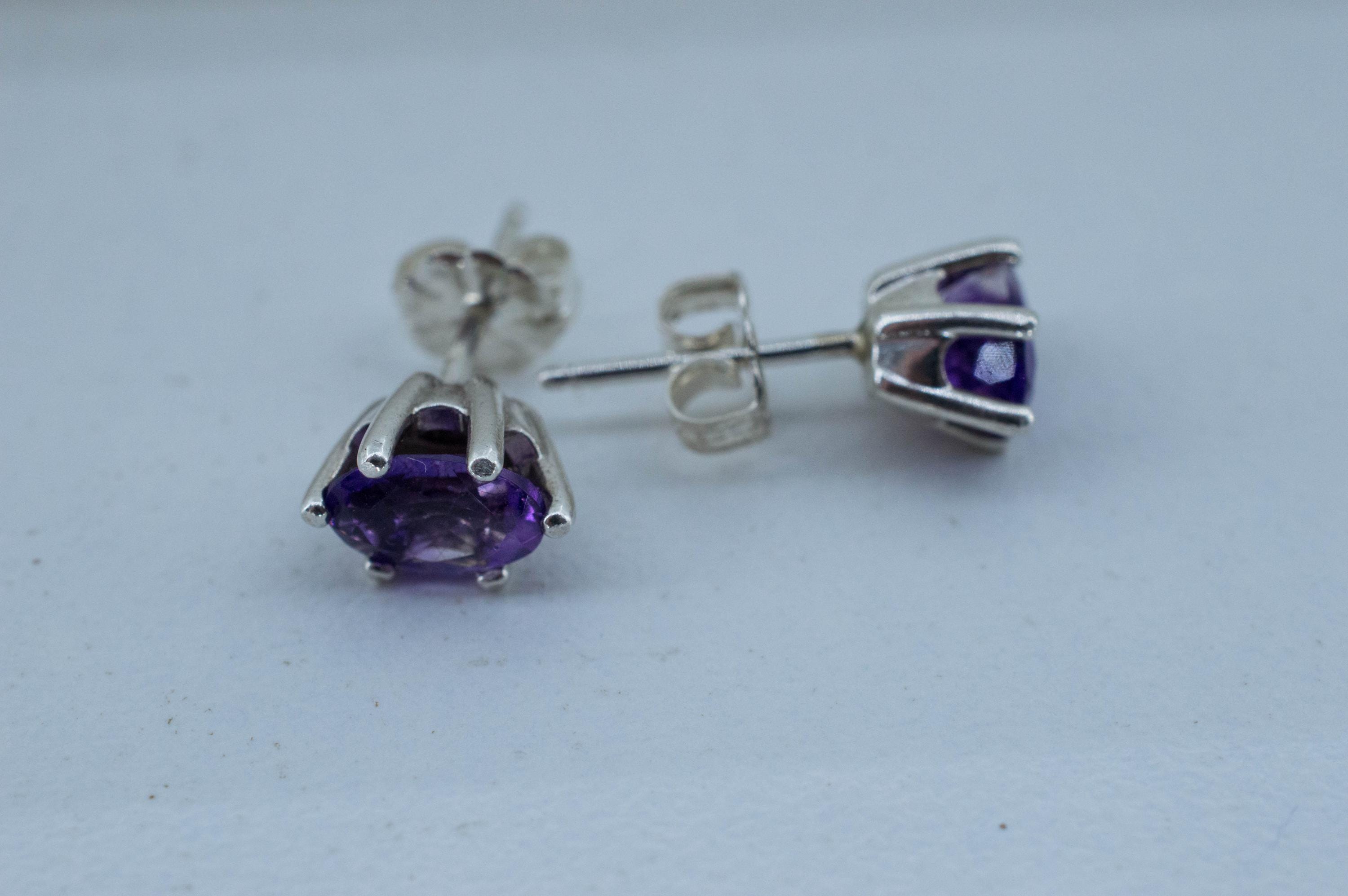 Amethyst Earrings, Natural Untreated Brazilian Amethyst; 1.305cts - Mark Oliver Gems