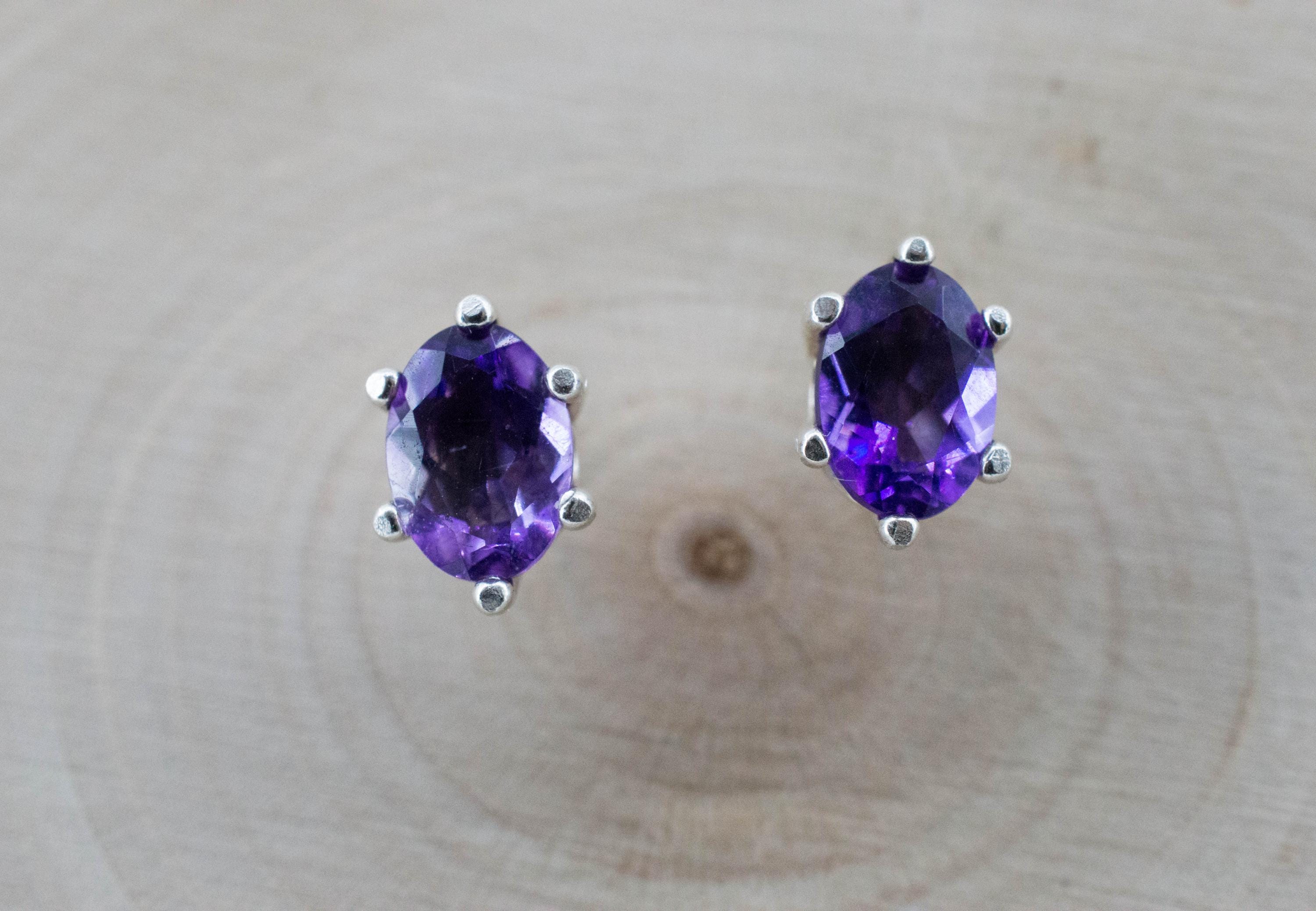 Amethyst Earrings, Natural Untreated Brazilian Amethyst; 1.305cts - Mark Oliver Gems