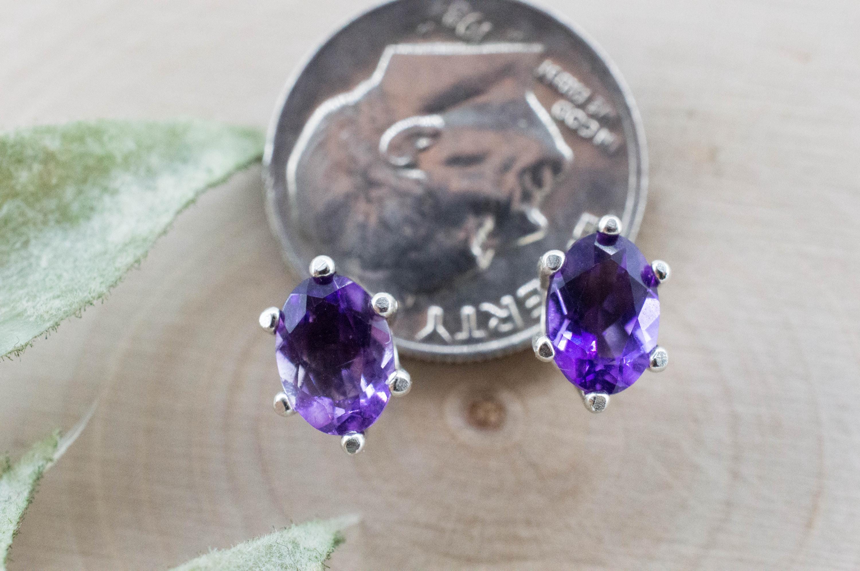 Amethyst Earrings, Natural Untreated Brazilian Amethyst; 1.305cts - Mark Oliver Gems