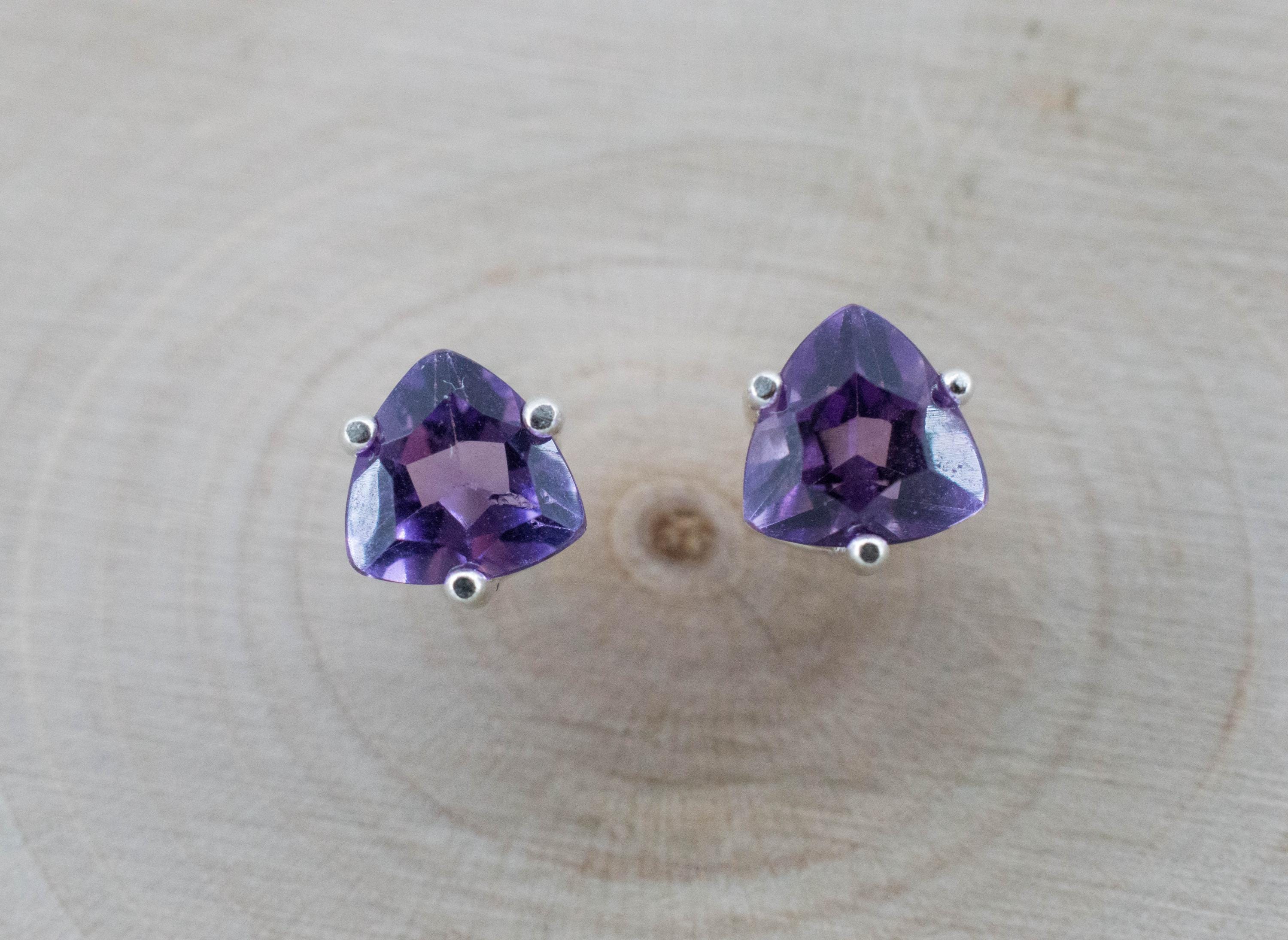 Amethyst Earrings, Natural Untreated Brazilian Amethyst; 1.440cts - Mark Oliver Gems