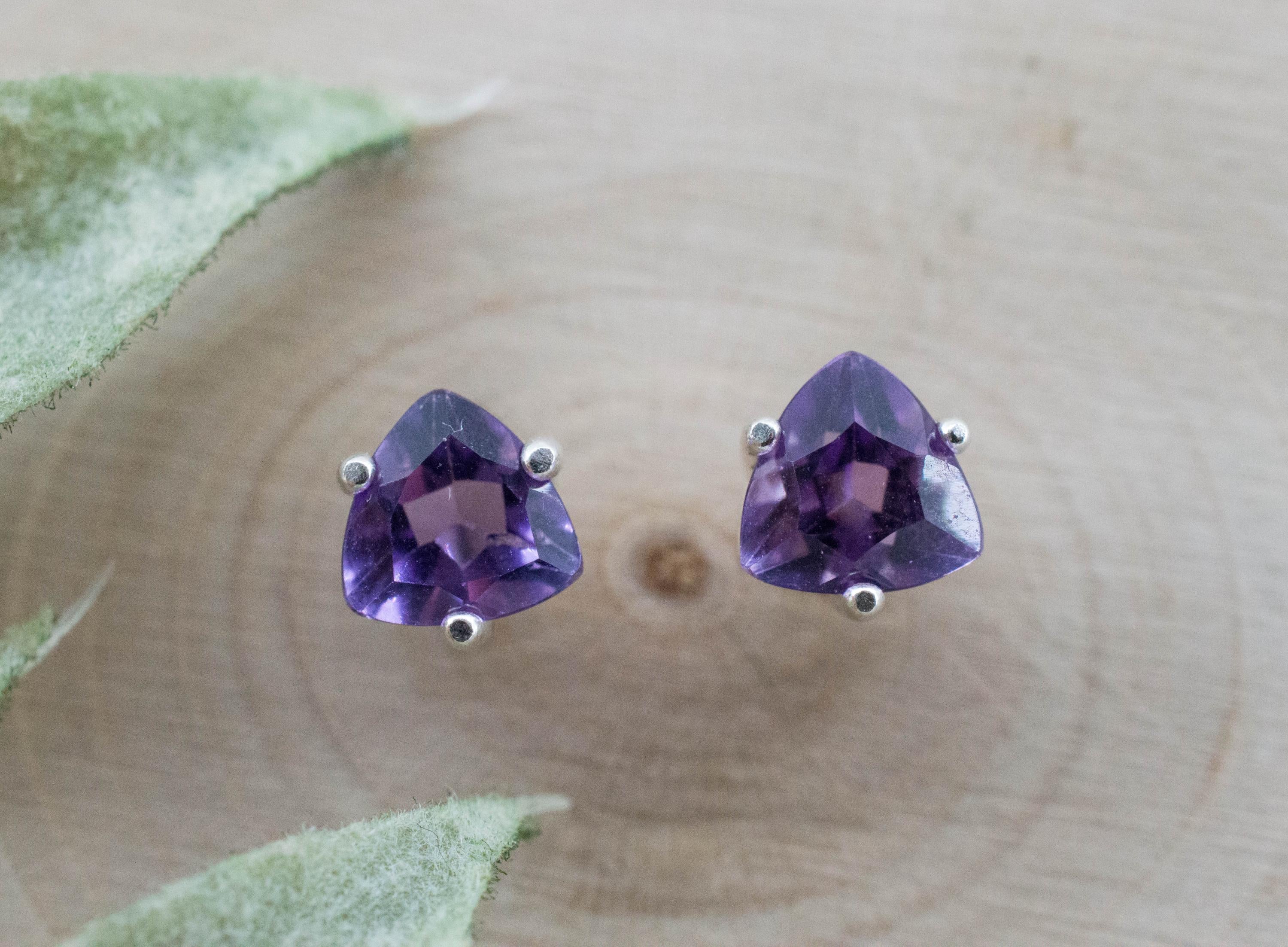 Amethyst Earrings, Natural Untreated Brazilian Amethyst; 1.440cts - Mark Oliver Gems