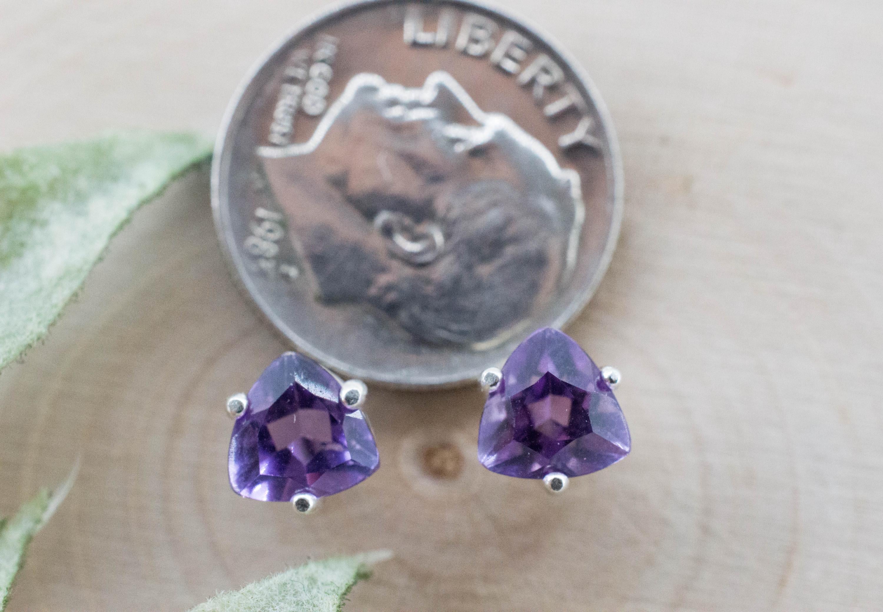 Amethyst Earrings, Natural Untreated Brazilian Amethyst; 1.440cts - Mark Oliver Gems