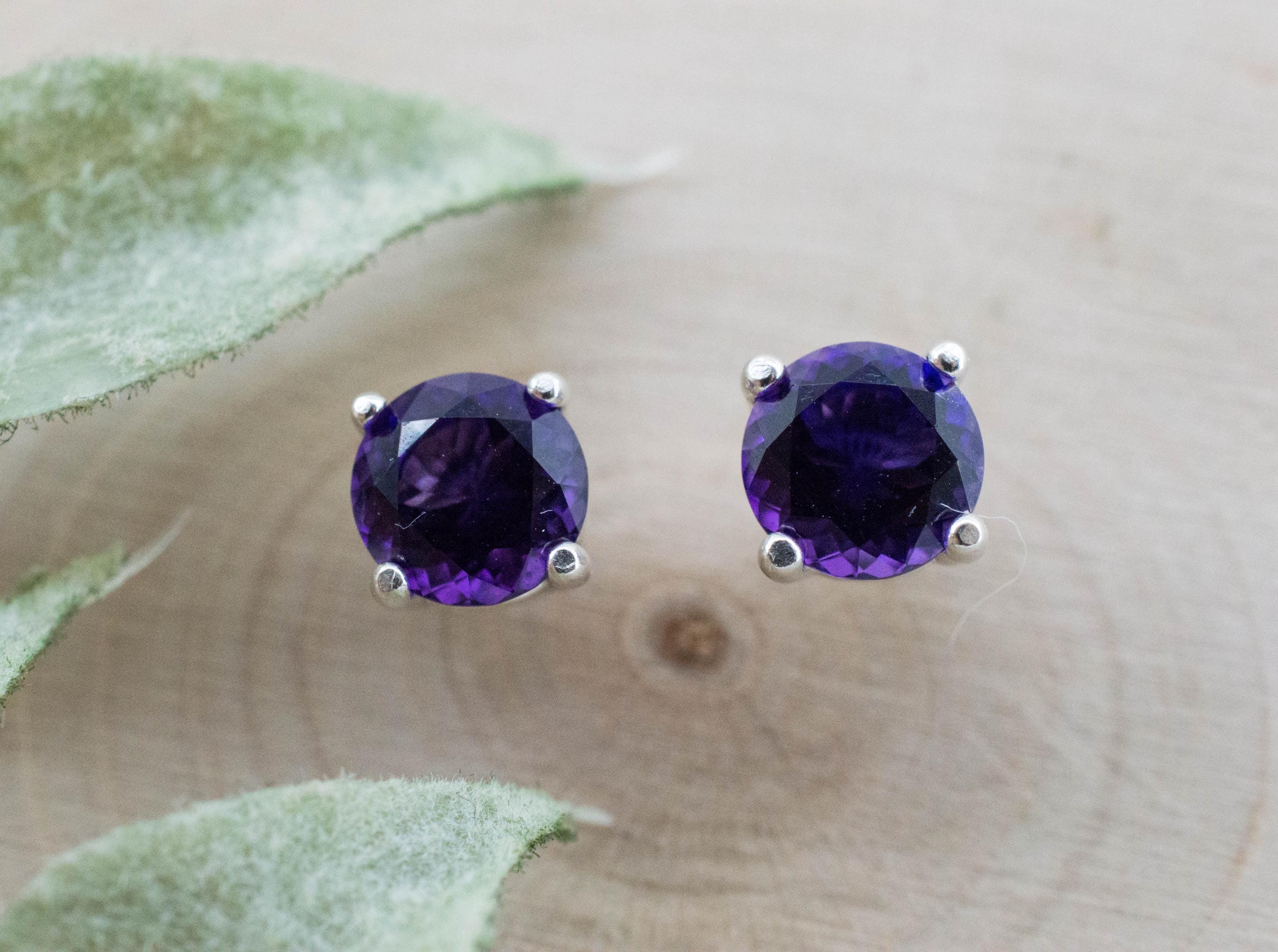 Amethyst Earrings, Natural Untreated Uruguay Amethyst; 1.480cts - Mark Oliver Gems