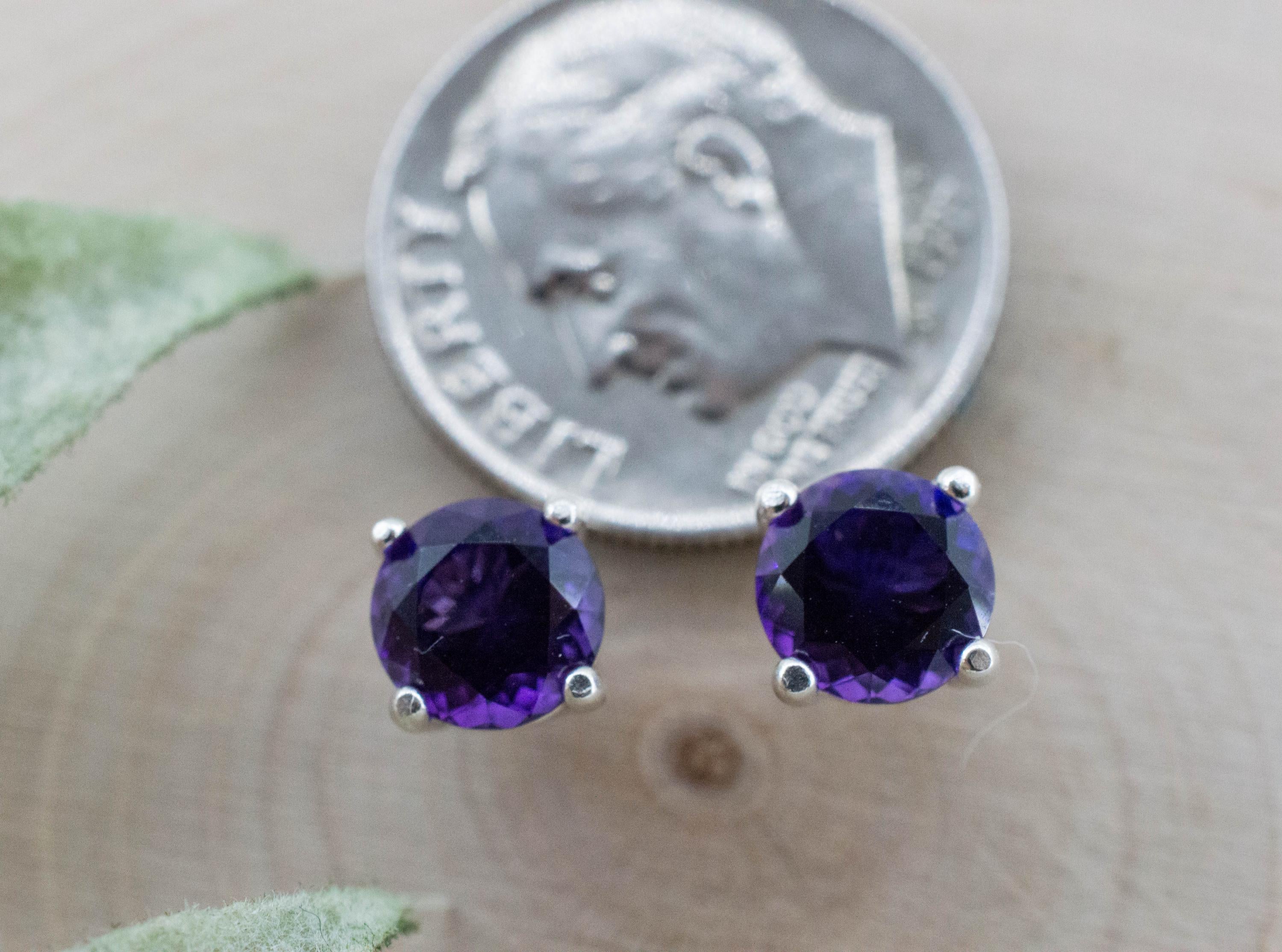 Amethyst Earrings, Natural Untreated Uruguay Amethyst; 1.480cts - Mark Oliver Gems