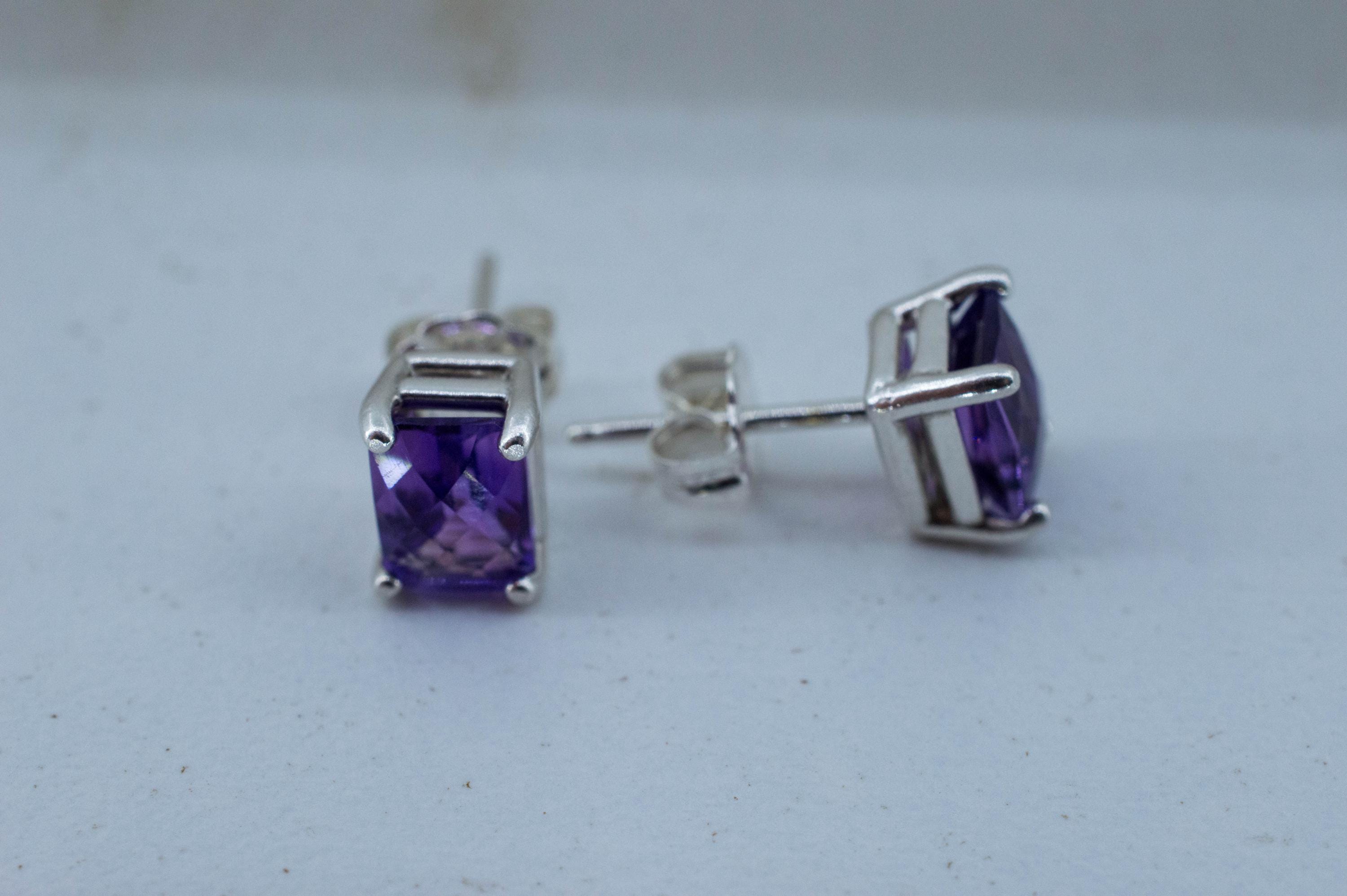 Amethyst Earrings, Natural Untreated Brazilian Amethyst; 1.785cts - Mark Oliver Gems