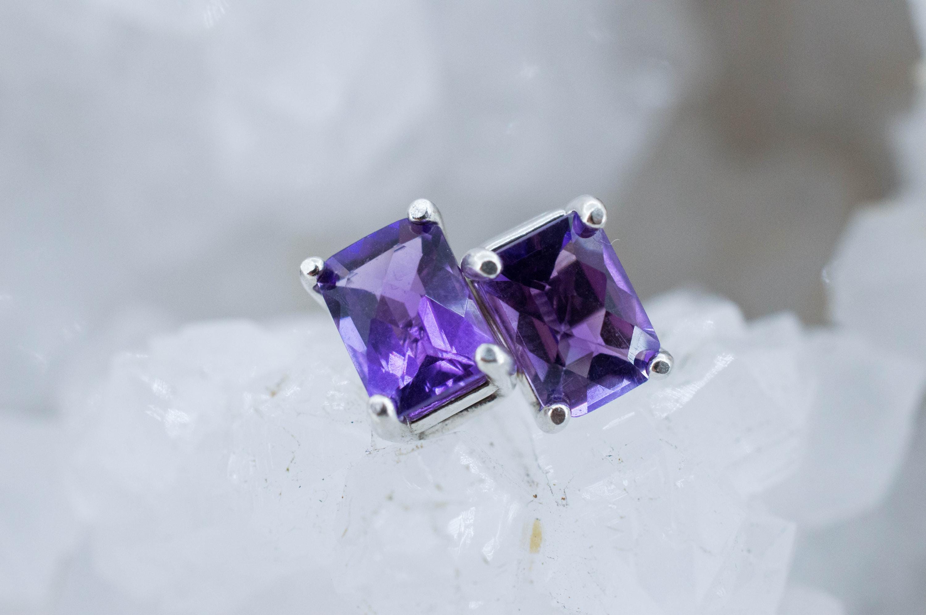 Amethyst Earrings, Natural Untreated Brazilian Amethyst; 1.785cts - Mark Oliver Gems