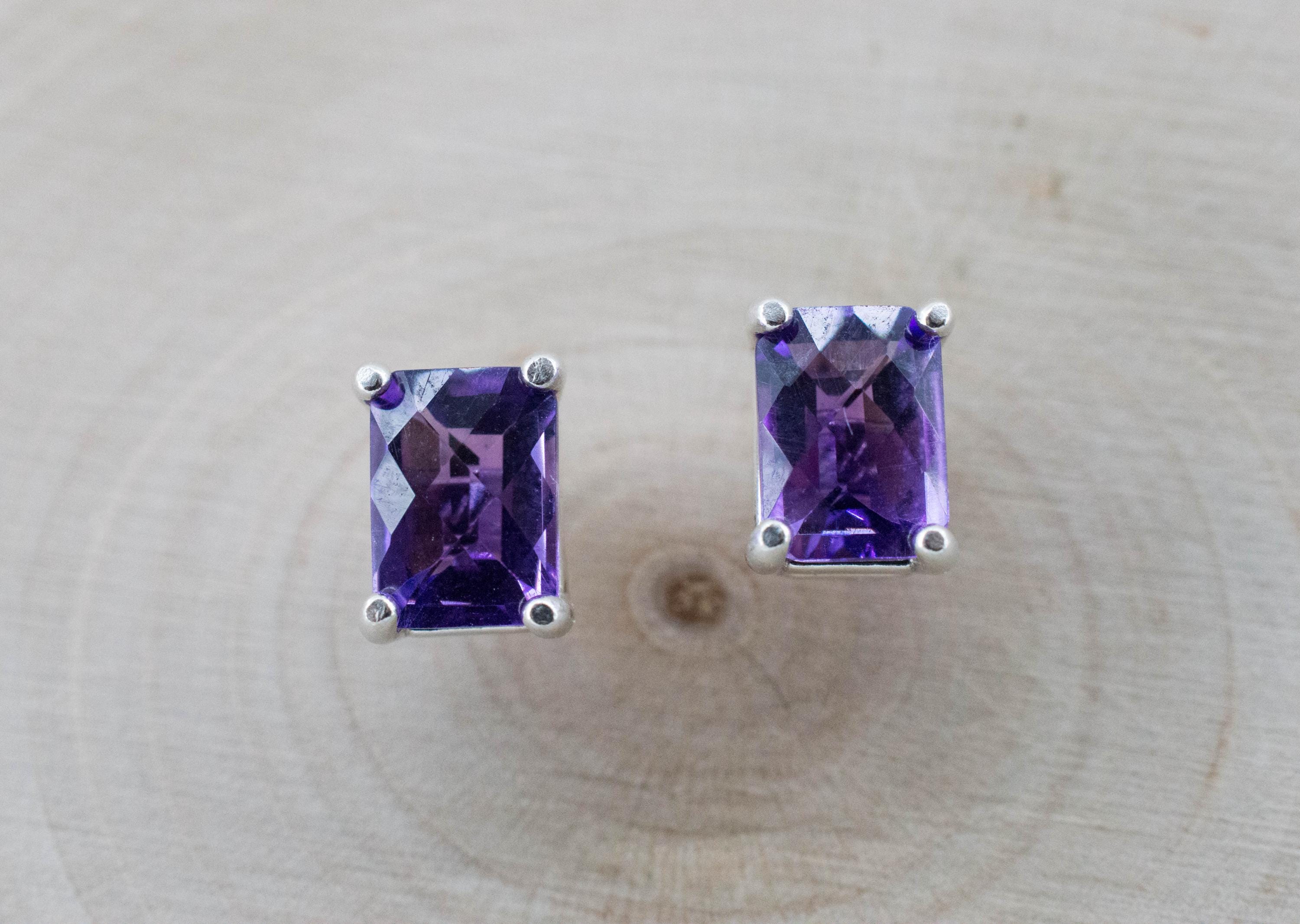 Amethyst Earrings, Natural Untreated Brazilian Amethyst; 1.785cts - Mark Oliver Gems