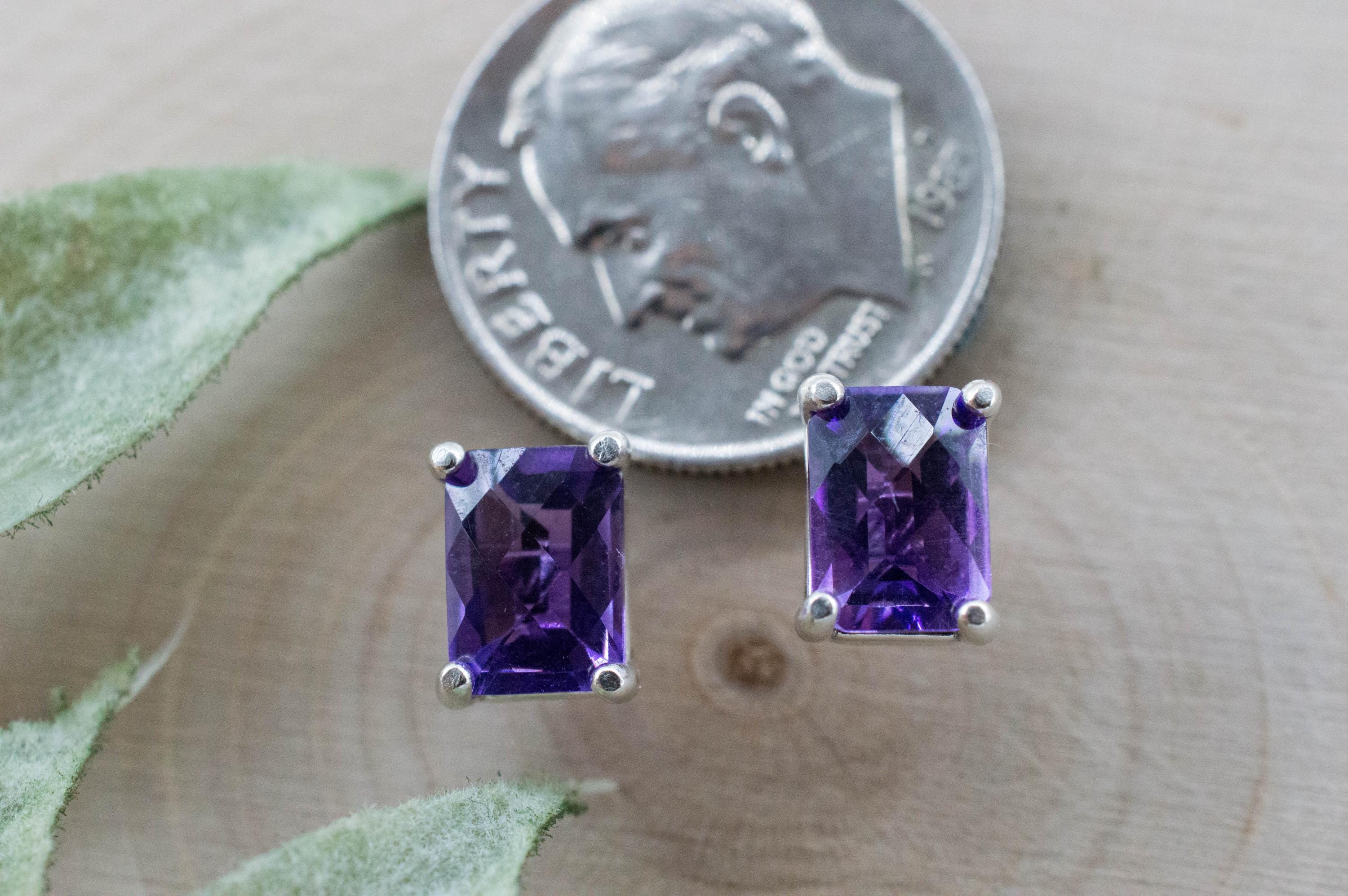 Amethyst Earrings, Natural Untreated Brazilian Amethyst; 1.785cts - Mark Oliver Gems