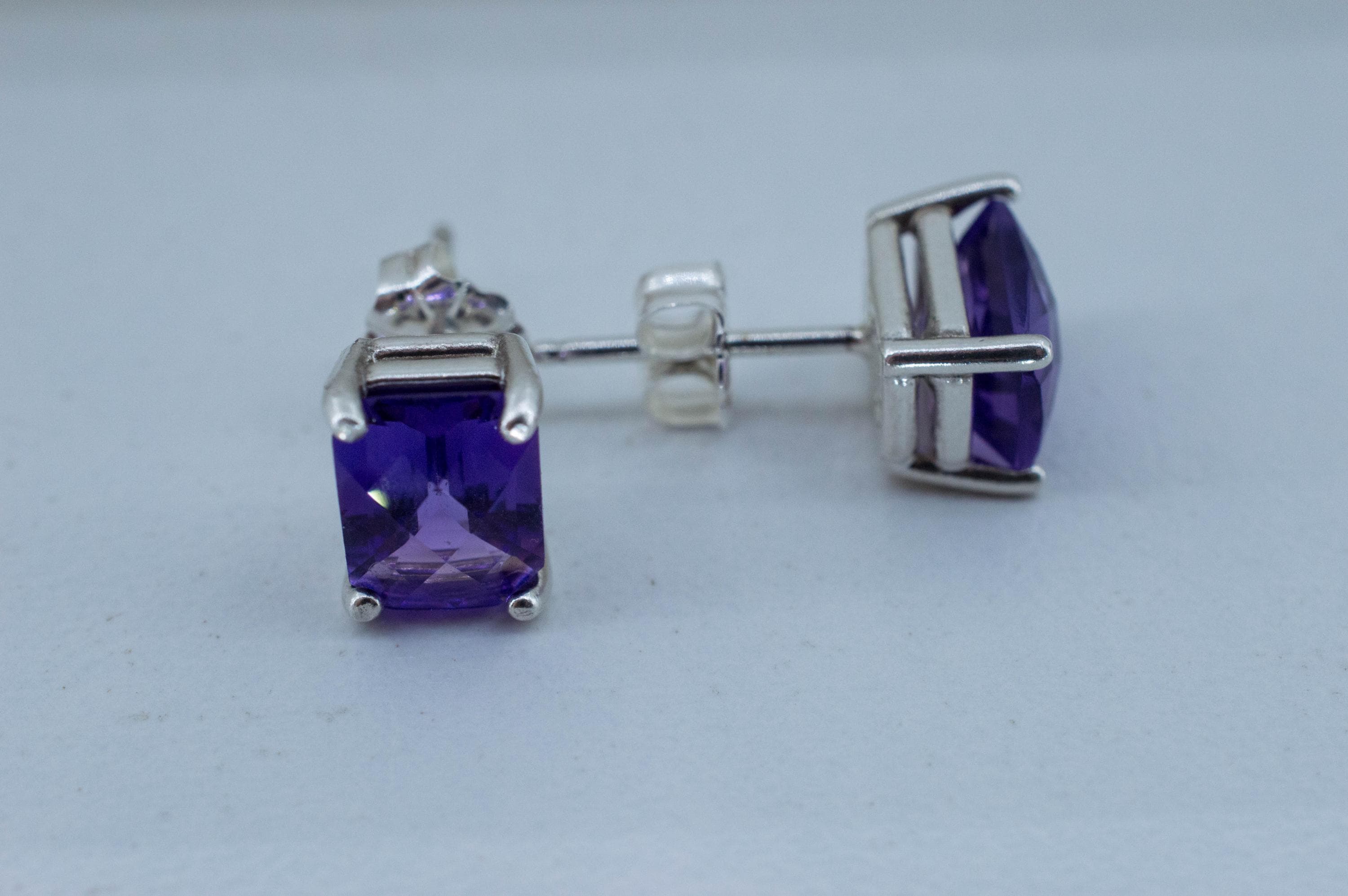 Amethyst Earrings, Natural Untreated Brazilian Amethyst; 2.225cts - Mark Oliver Gems