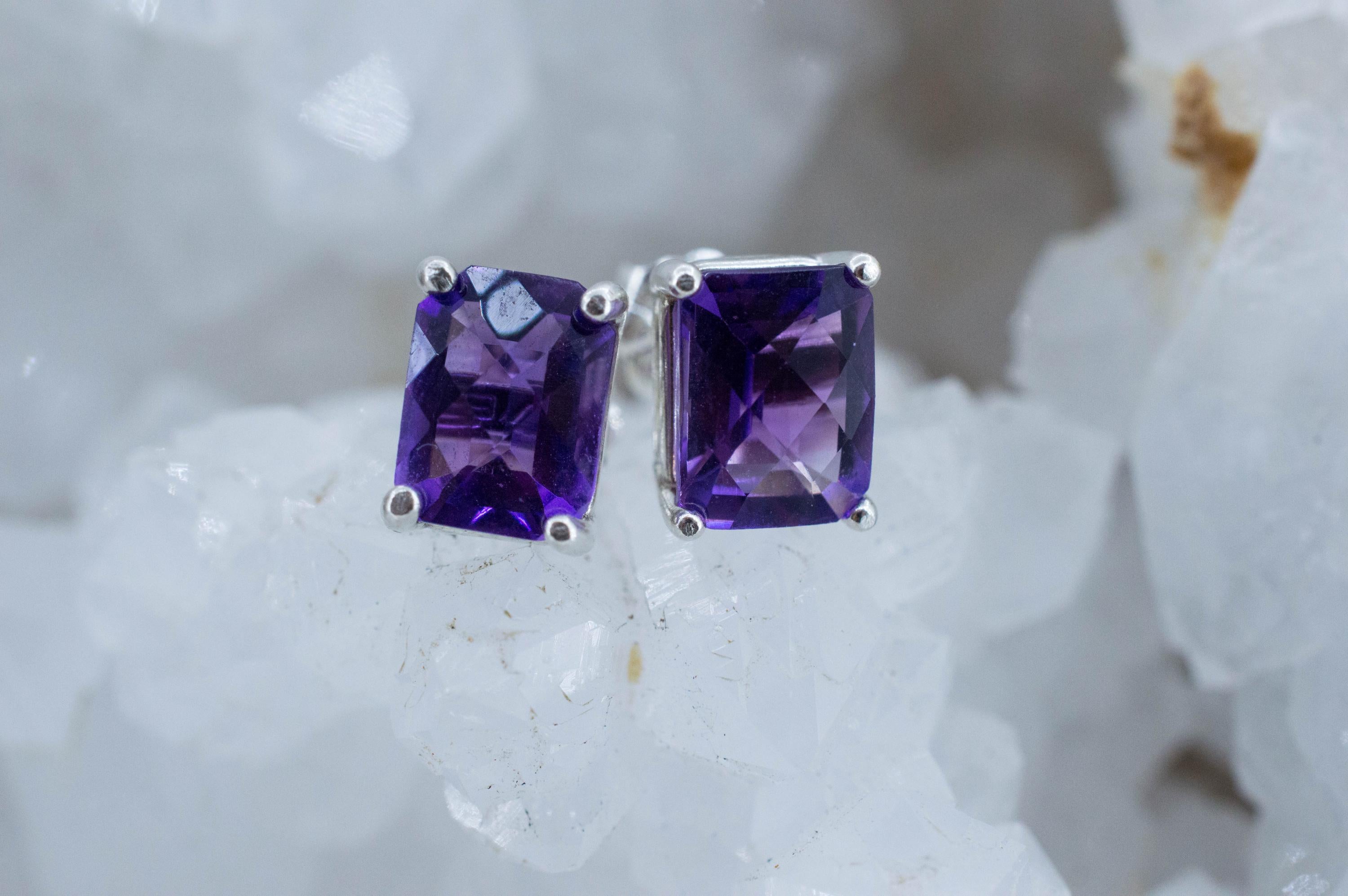 Amethyst Earrings, Natural Untreated Brazilian Amethyst; 2.225cts - Mark Oliver Gems