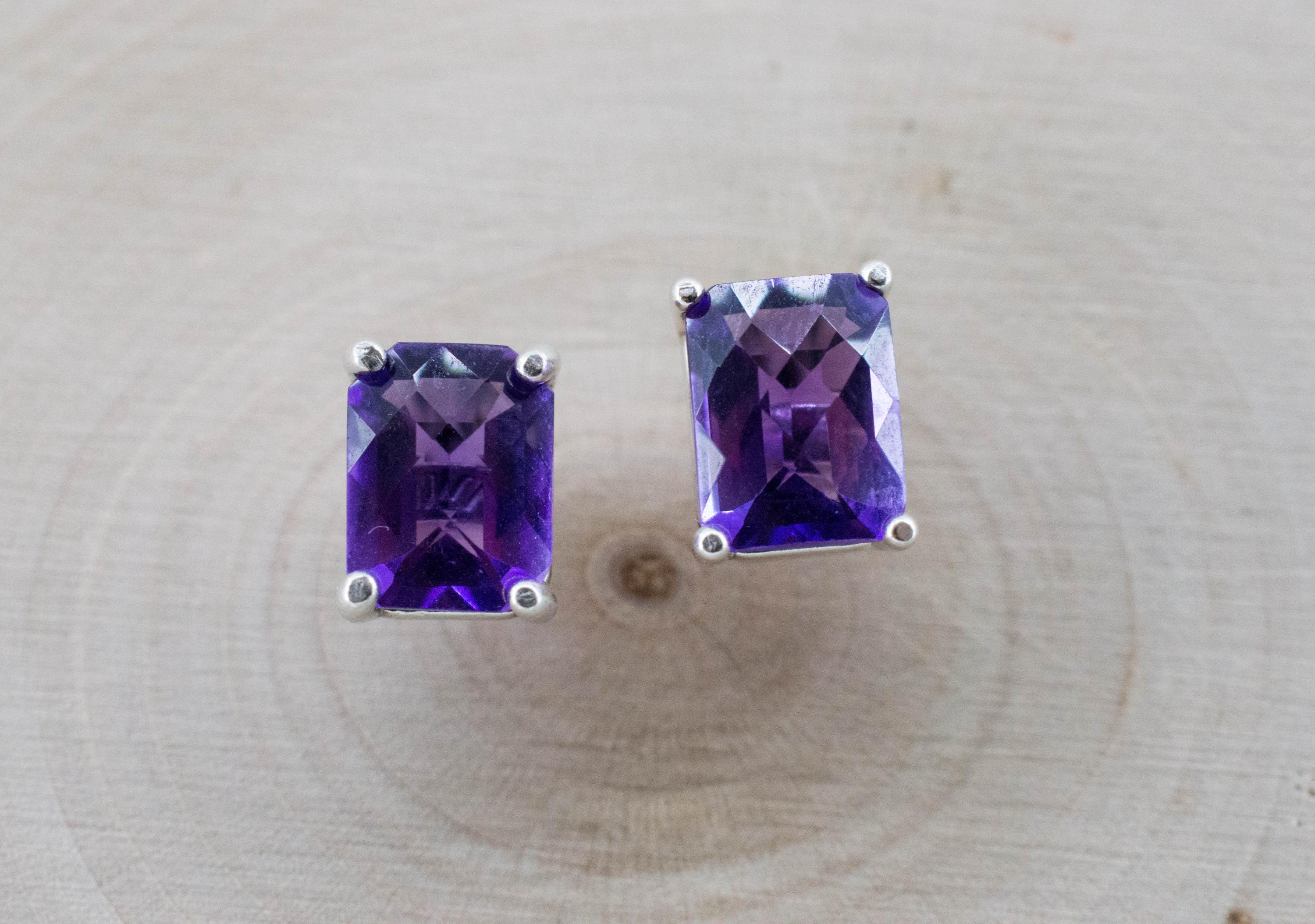 Amethyst Earrings, Natural Untreated Brazilian Amethyst; 2.225cts - Mark Oliver Gems