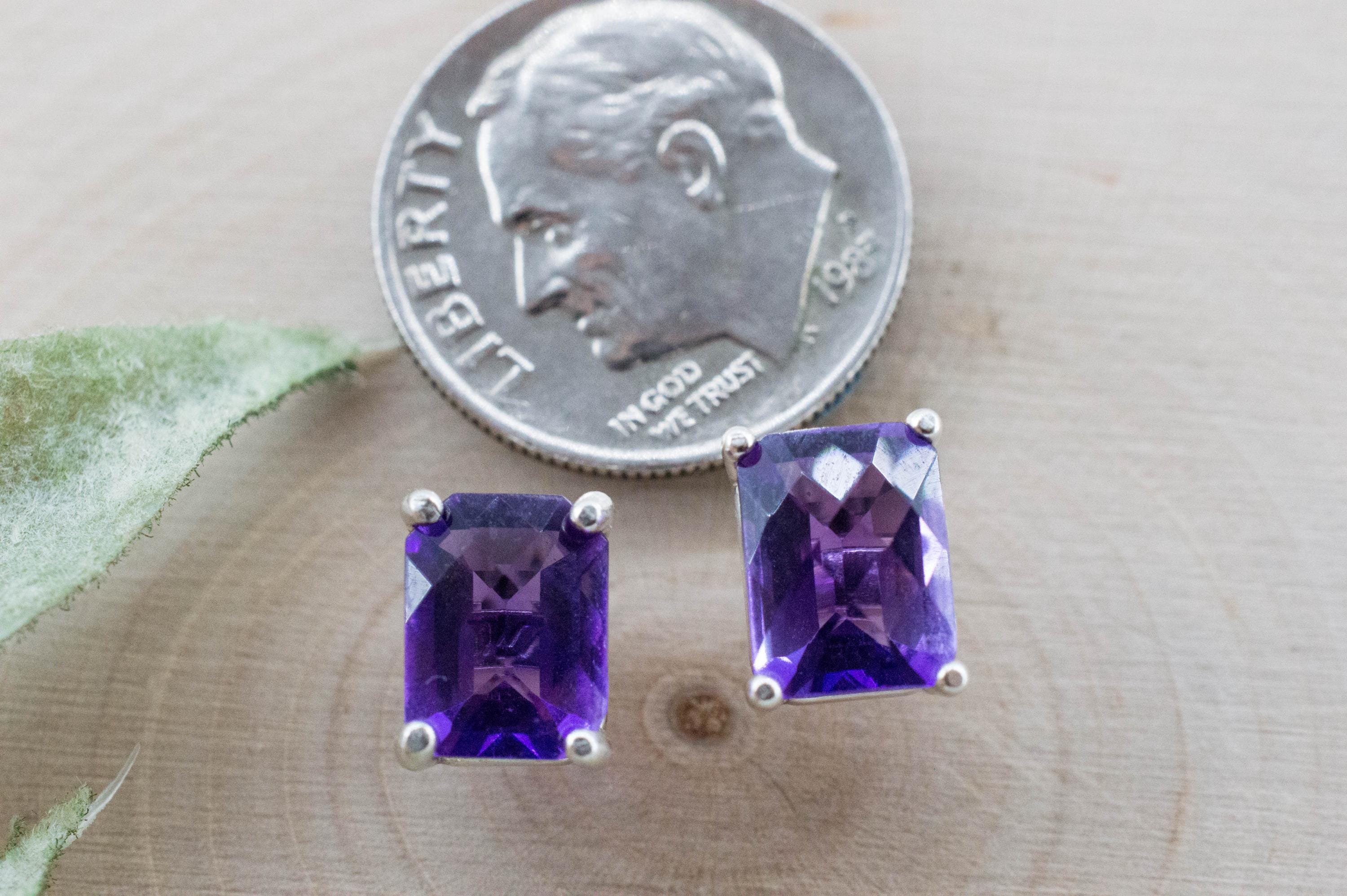 Amethyst Earrings, Natural Untreated Brazilian Amethyst; 2.225cts - Mark Oliver Gems