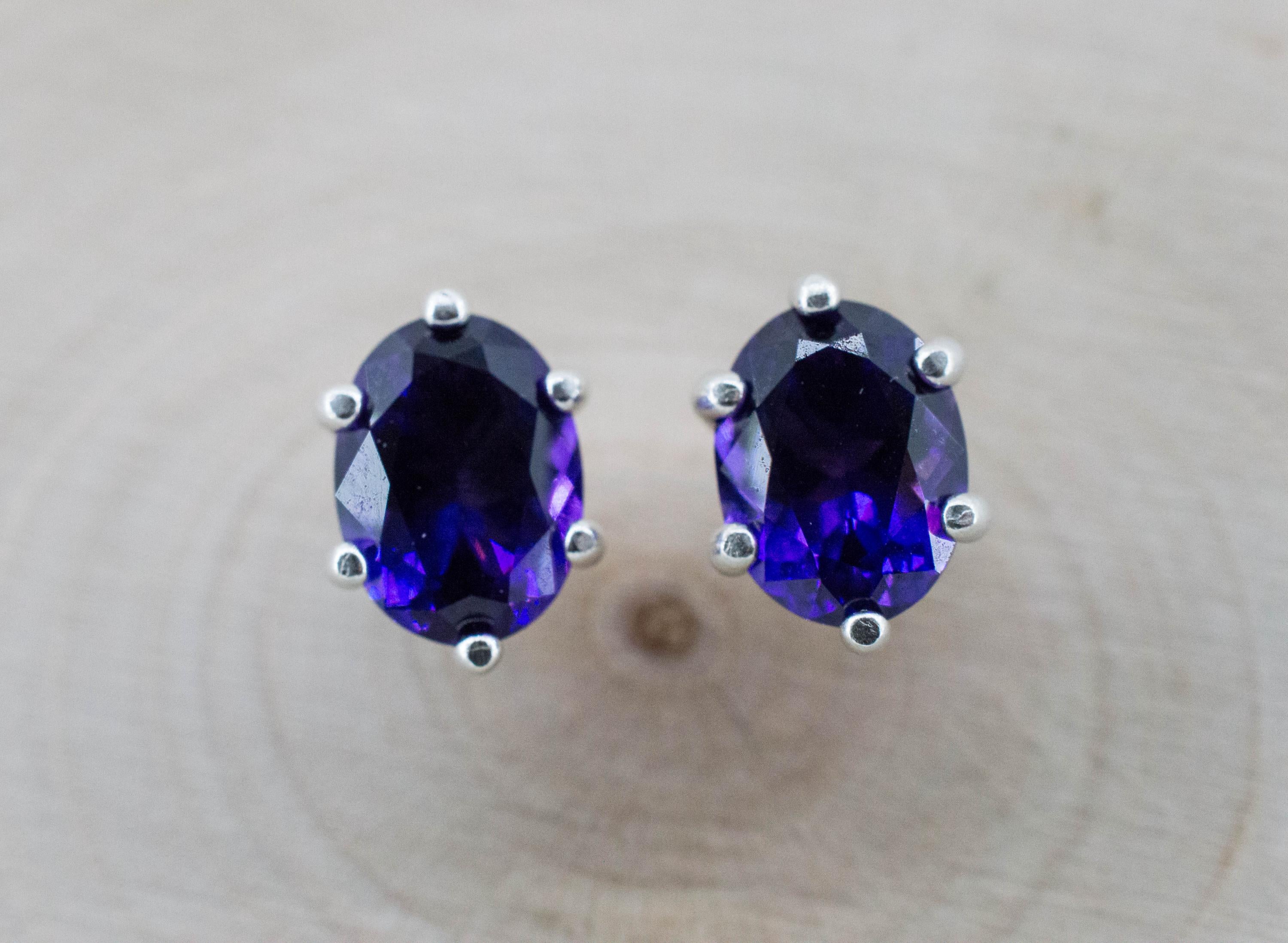 Amethyst Earrings, Natural Untreated Uruguay Amethyst; 2.330cts - Mark Oliver Gems