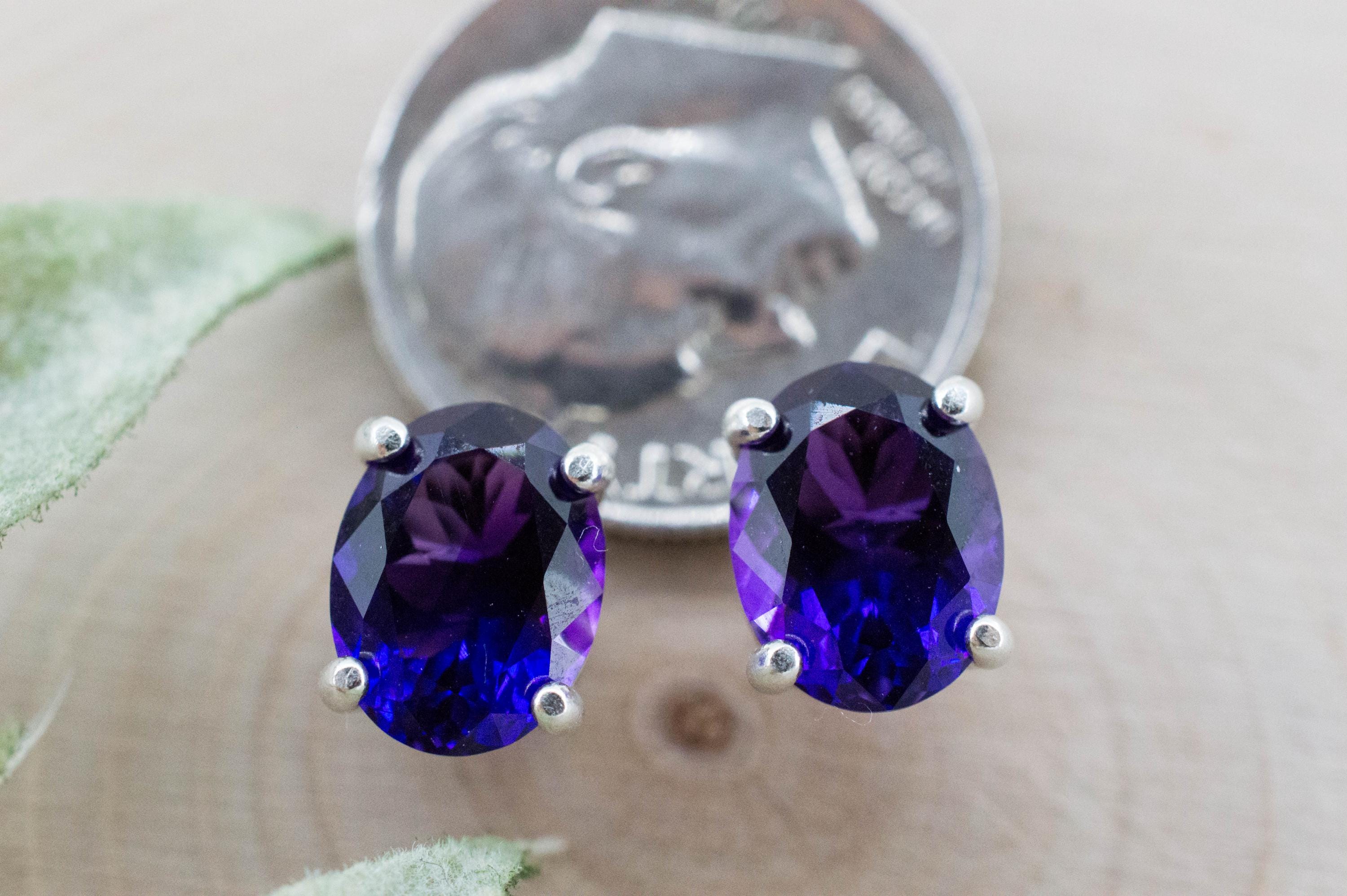 Amethyst Earrings, Natural Untreated Uruguay Amethyst; 3.125cts - Mark Oliver Gems