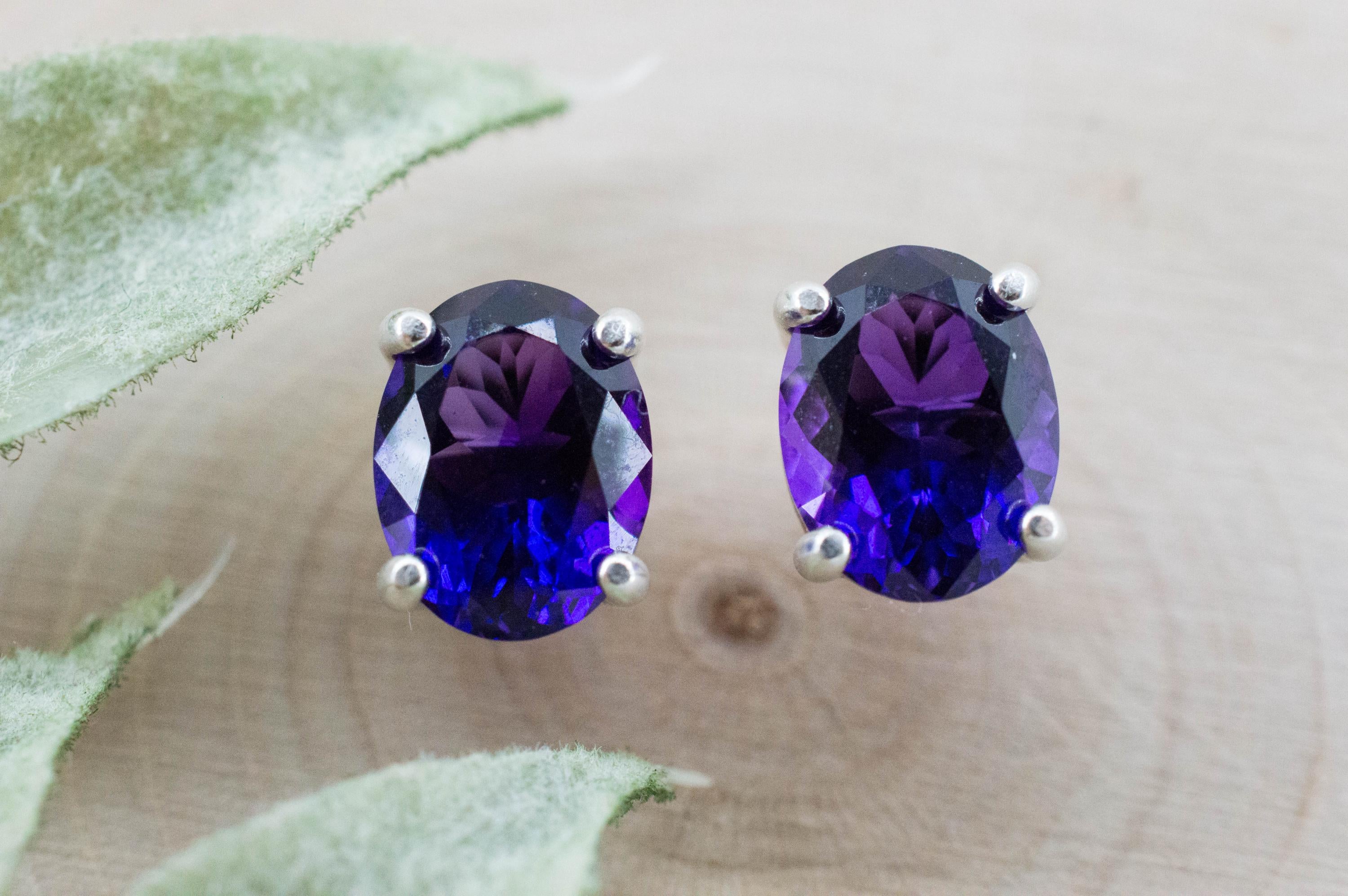 Amethyst Earrings, Natural Untreated Uruguay Amethyst; 3.125cts - Mark Oliver Gems