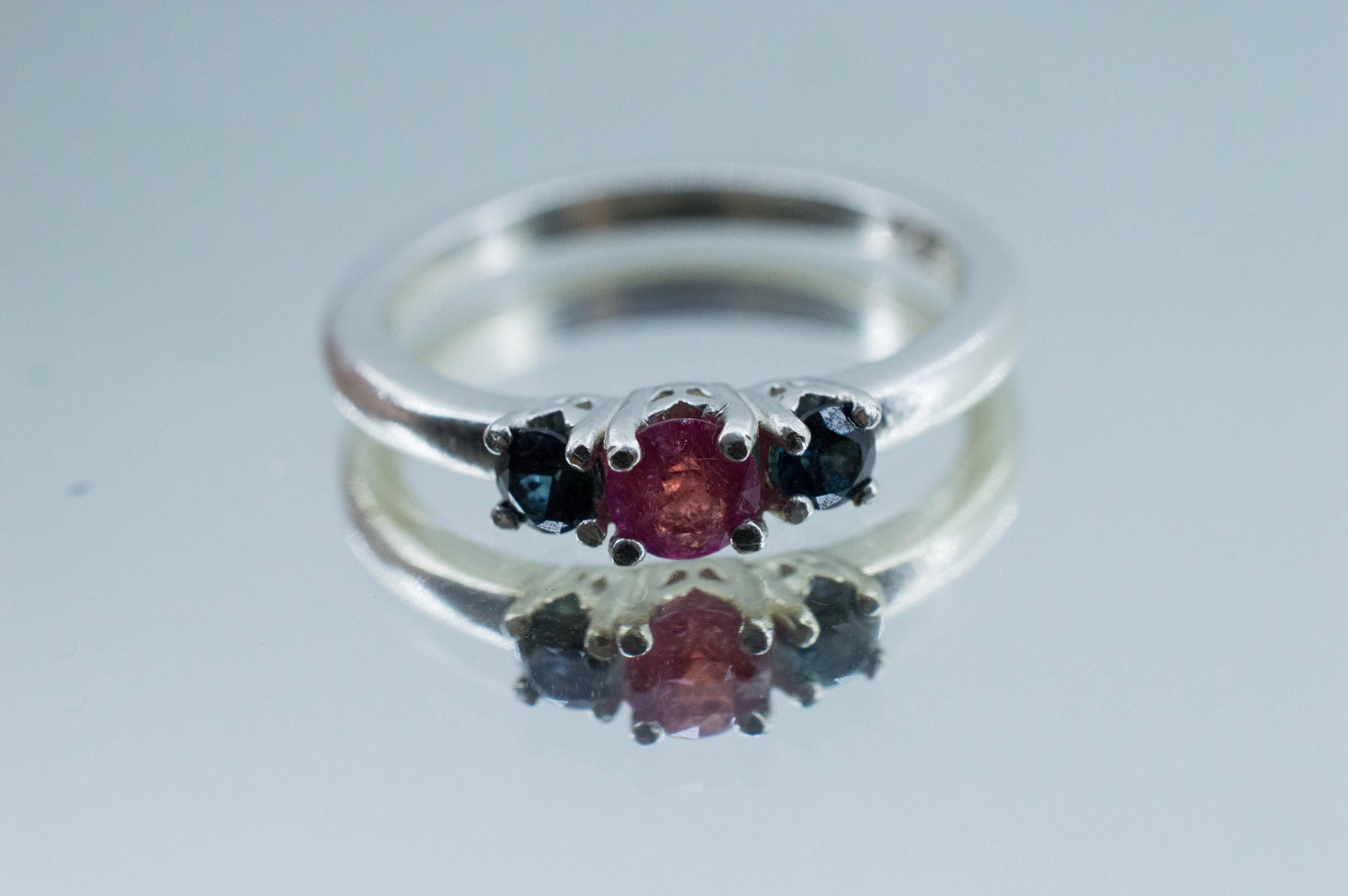 Pezzottaite Ring, Natural Untreated Madagascar Pezzottaite and Kenya Sapphire - Mark Oliver Gems