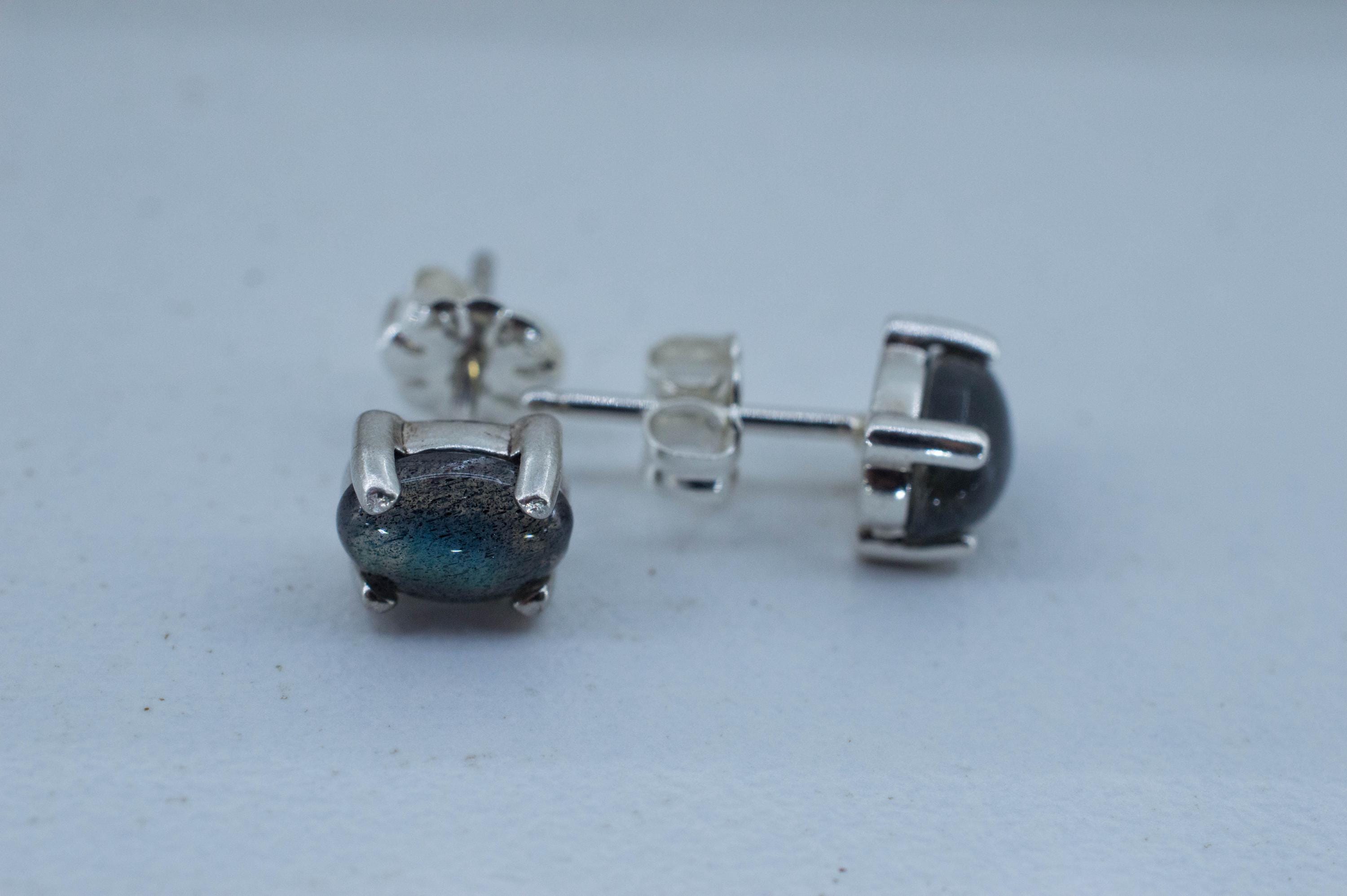 Labradorite Earrings; Natural Untreated Madagascar Labradorite; 1.595cts - Mark Oliver Gems