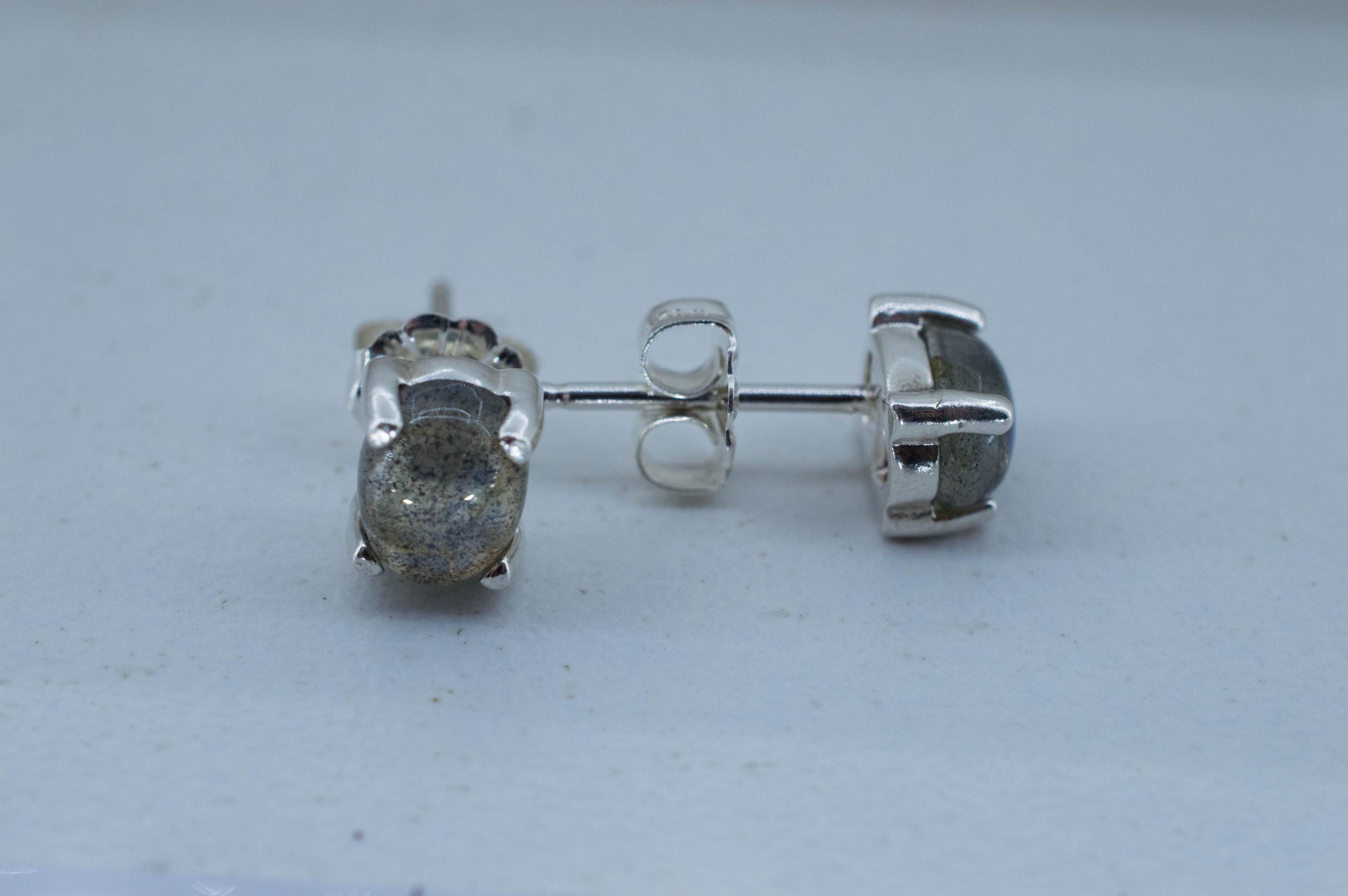 Labradorite Earrings; Natural Untreated Madagascar Labradorite; 1.600cts - Mark Oliver Gems