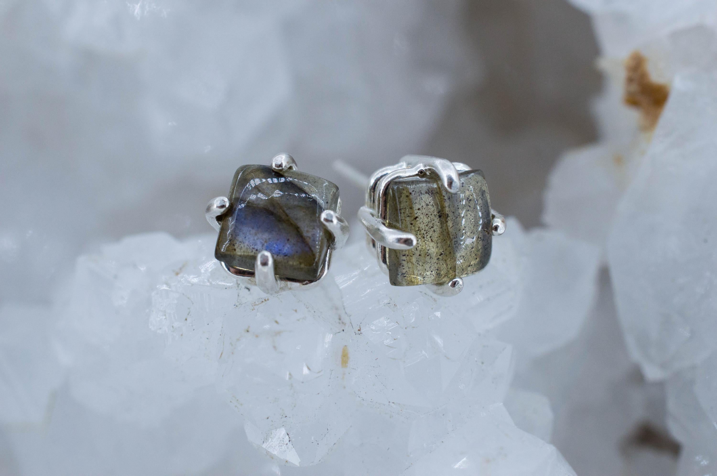 Labradorite Earrings; Natural Untreated Madagascar Labradorite; 2.175cts - Mark Oliver Gems