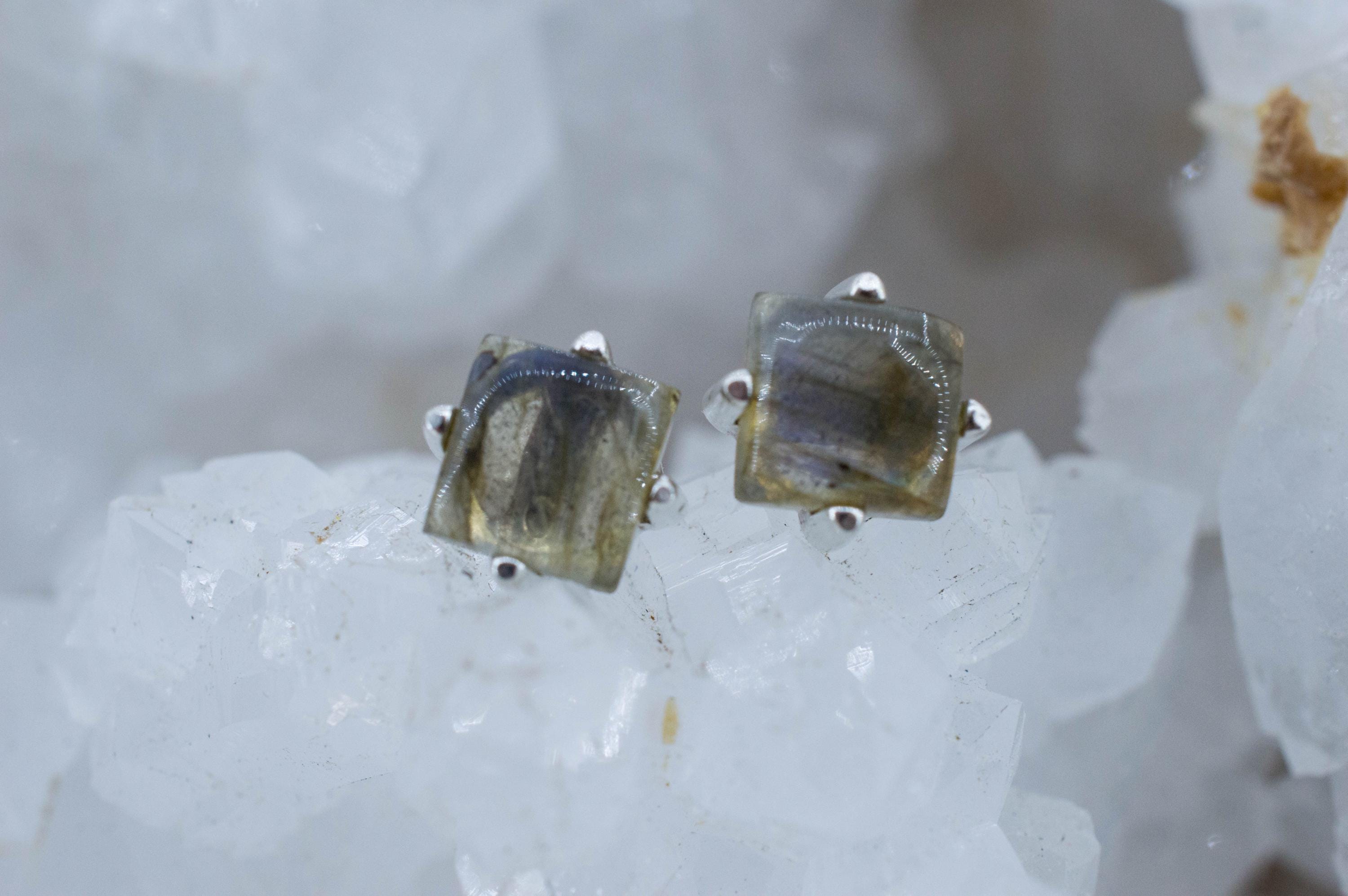 Labradorite Earrings; Natural Untreated Madagascar Labradorite; 2.360cts - Mark Oliver Gems