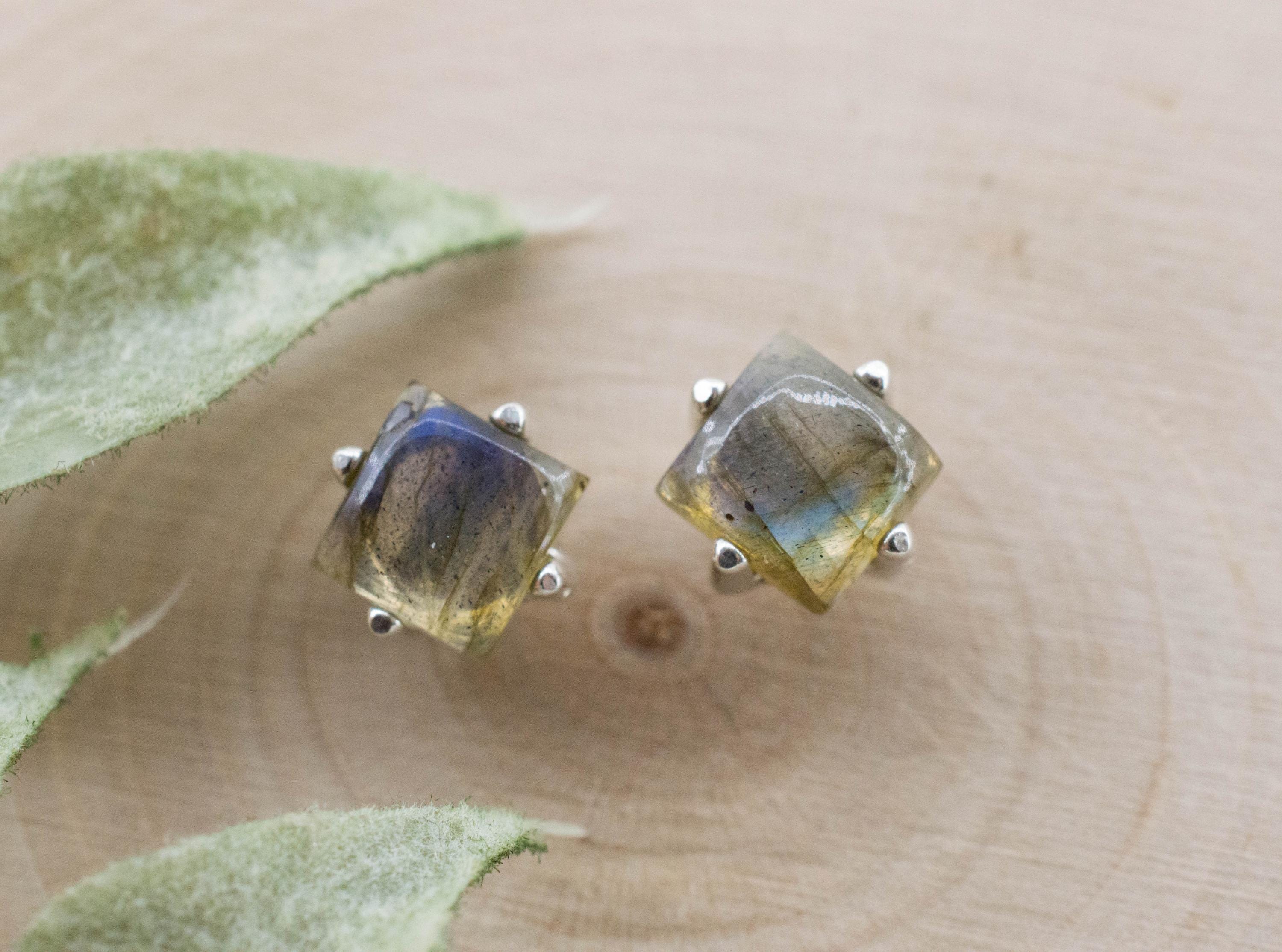 Labradorite Earrings; Natural Untreated Madagascar Labradorite; 2.360cts - Mark Oliver Gems