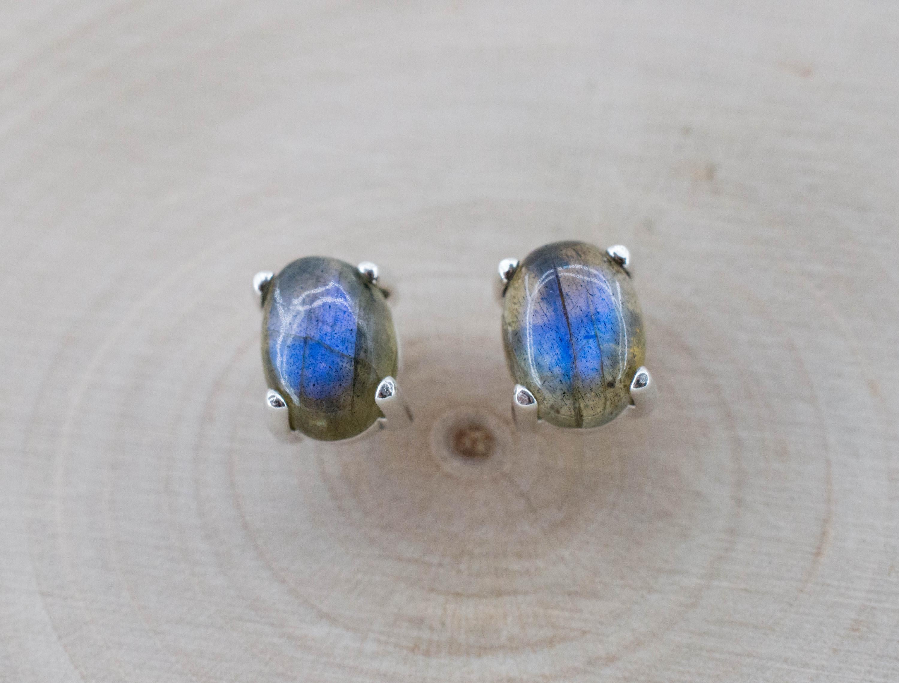 Labradorite Earrings; Natural Untreated Madagascar Labradorite; 2.590cts - Mark Oliver Gems