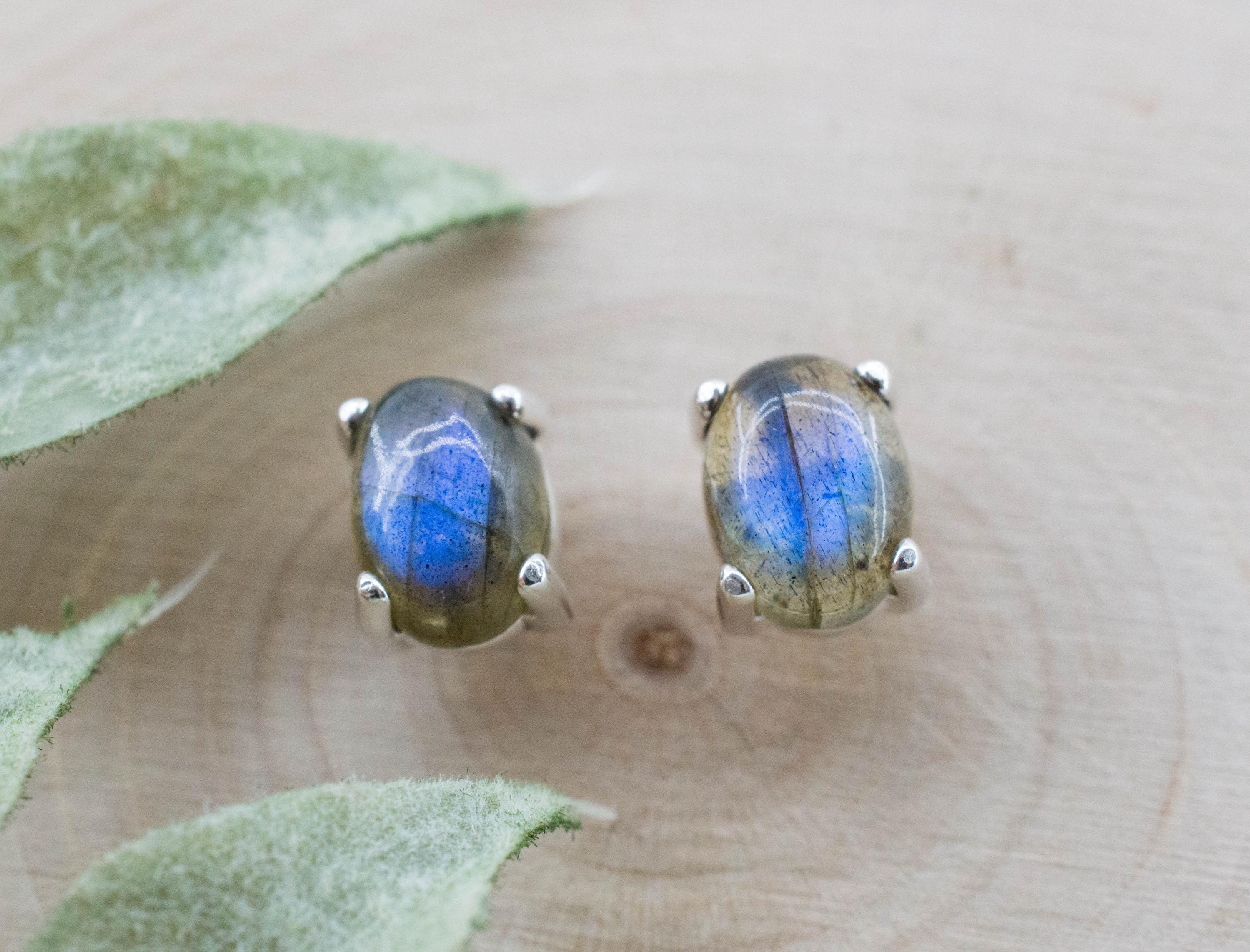 Labradorite Earrings; Natural Untreated Madagascar Labradorite; 2.590cts - Mark Oliver Gems