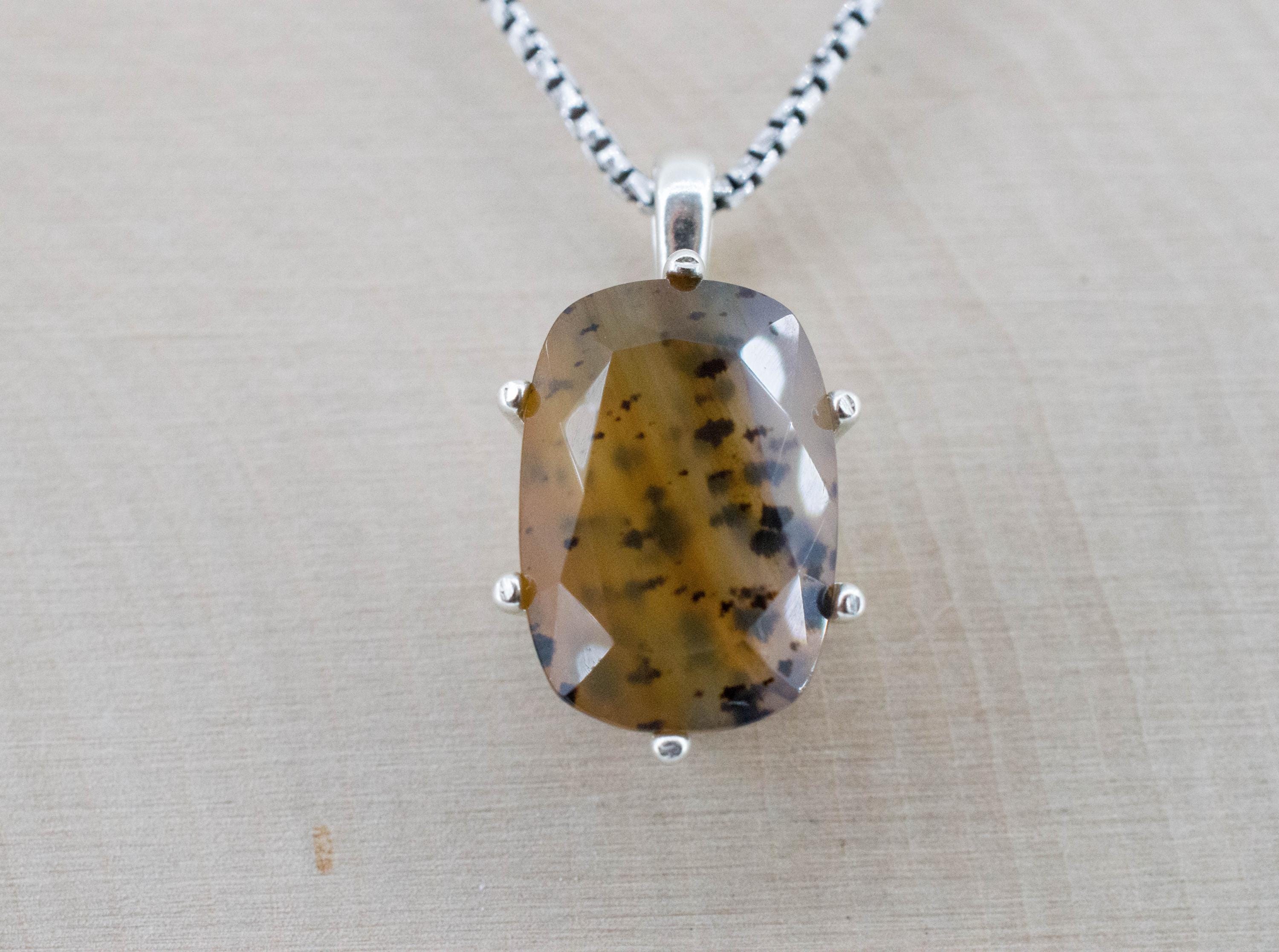 Montana Agate Pendant, Natural Untreated USA Moss Agate; 7.735cts - Mark Oliver Gems