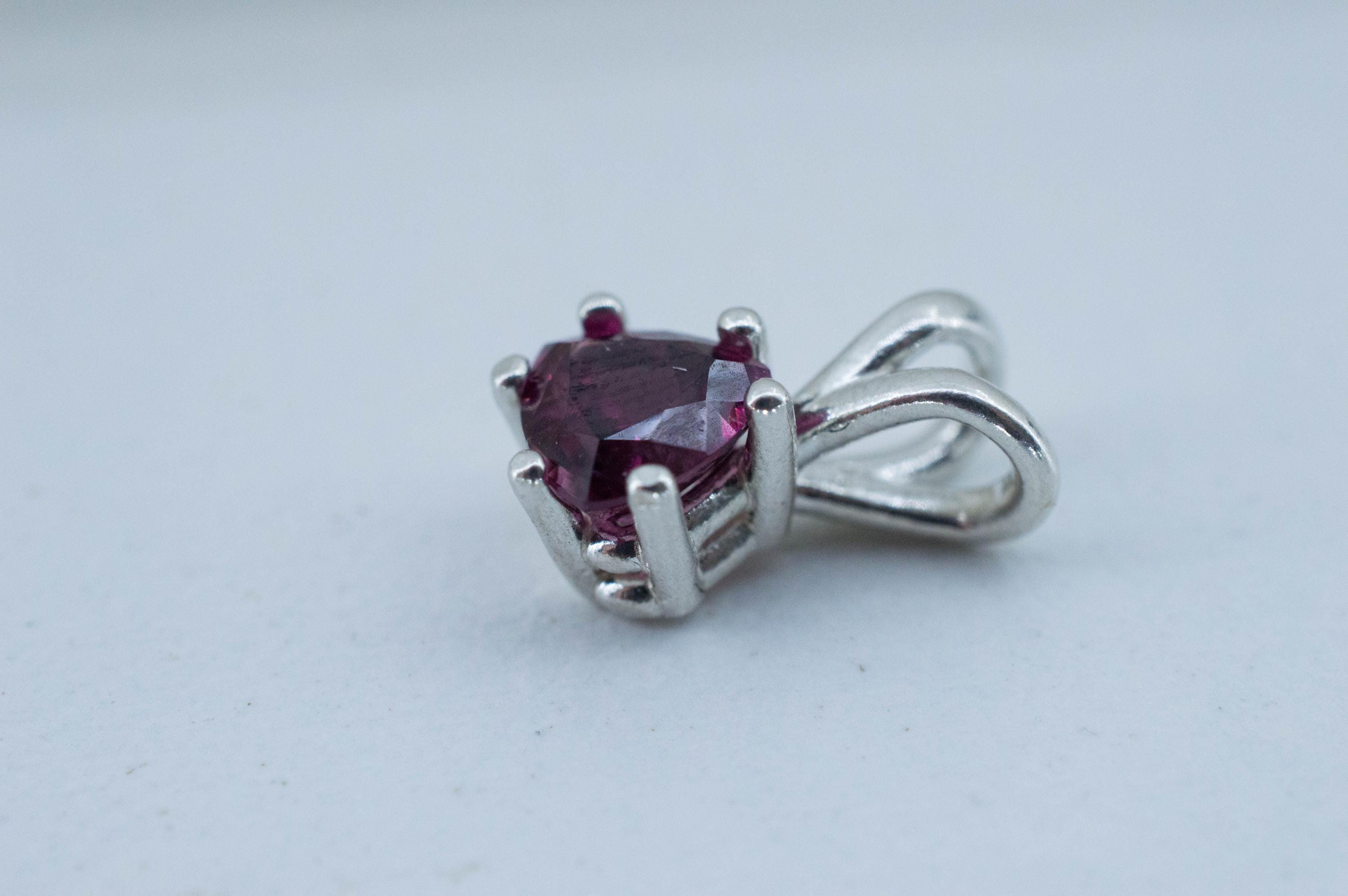 Cranberry Garnet Pendant; Natural Untreated Tanzanian Rhodolite Garnet; 0.995cts - Mark Oliver Gems