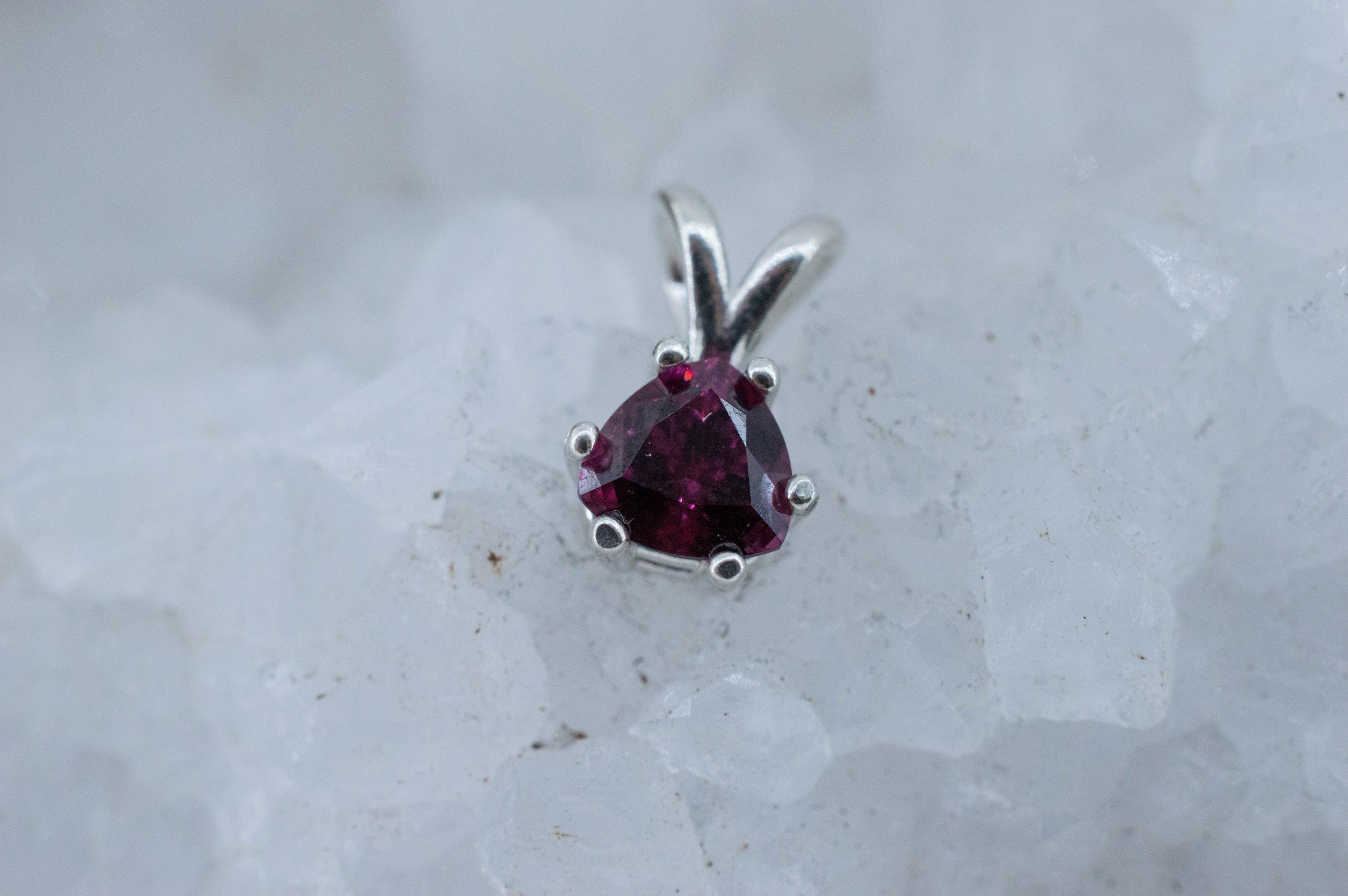 Cranberry Garnet Pendant; Natural Untreated Tanzanian Rhodolite Garnet; 0.995cts - Mark Oliver Gems
