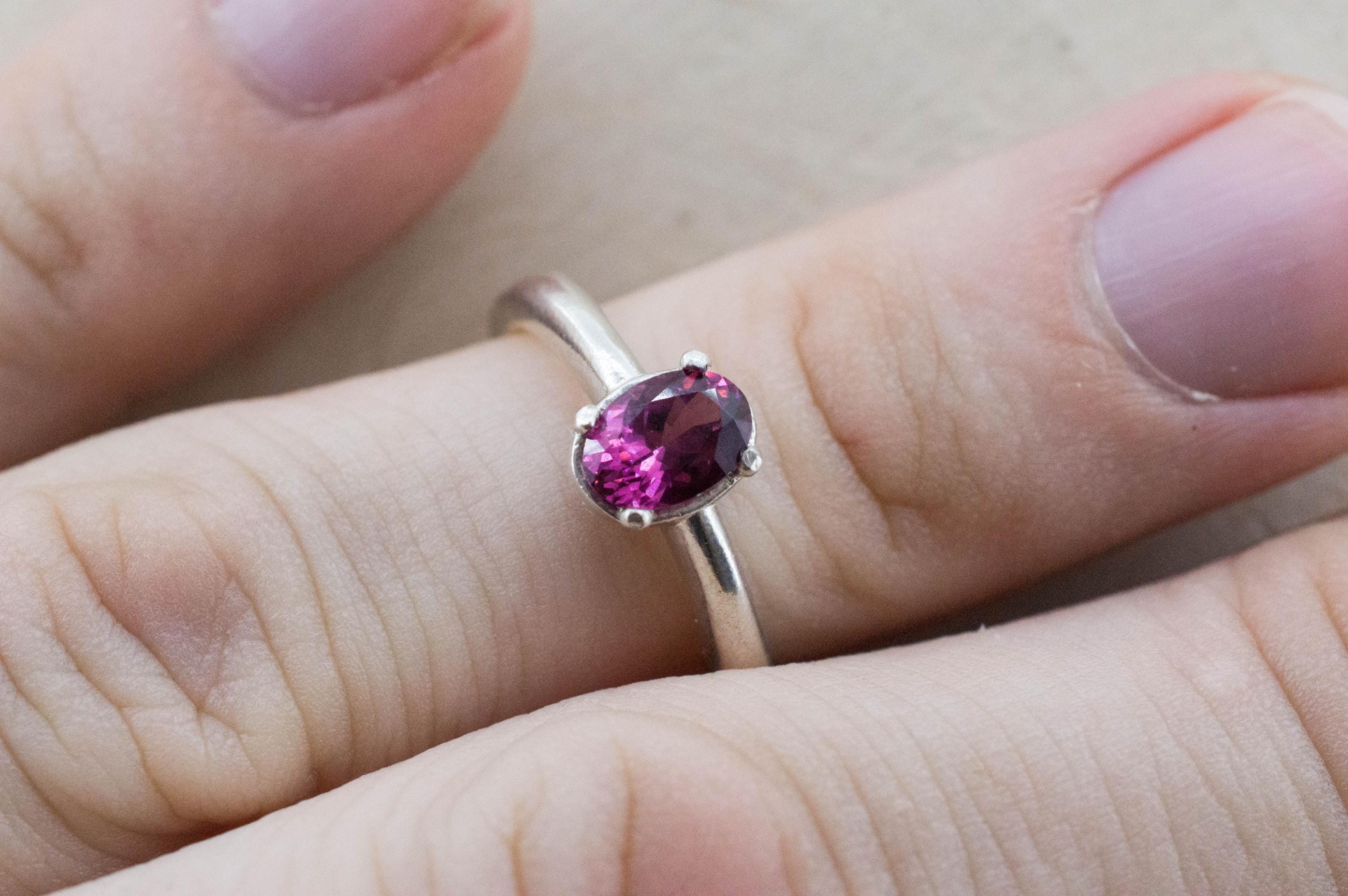Cranberry Garnet Ring; Natural Untreated Tanzania Garnet; 0.890cts - Mark Oliver Gems