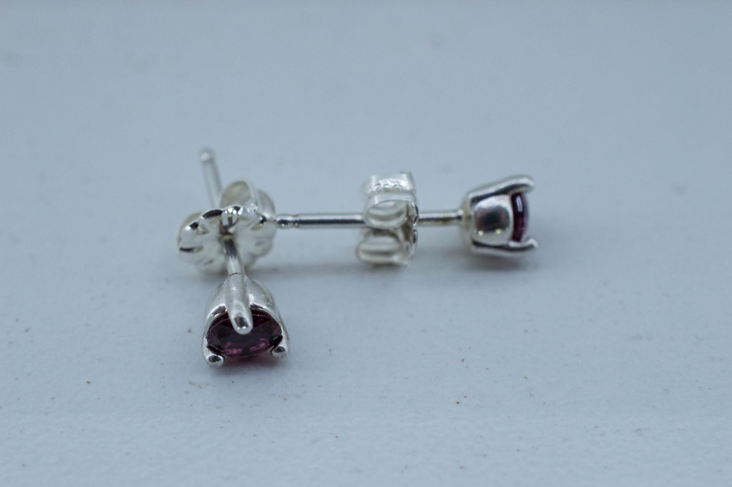 Cranberry Garnet Earrings, Natural Untreated Tanzanian Rhodolite Garnet; 0.530cts - Mark Oliver Gems