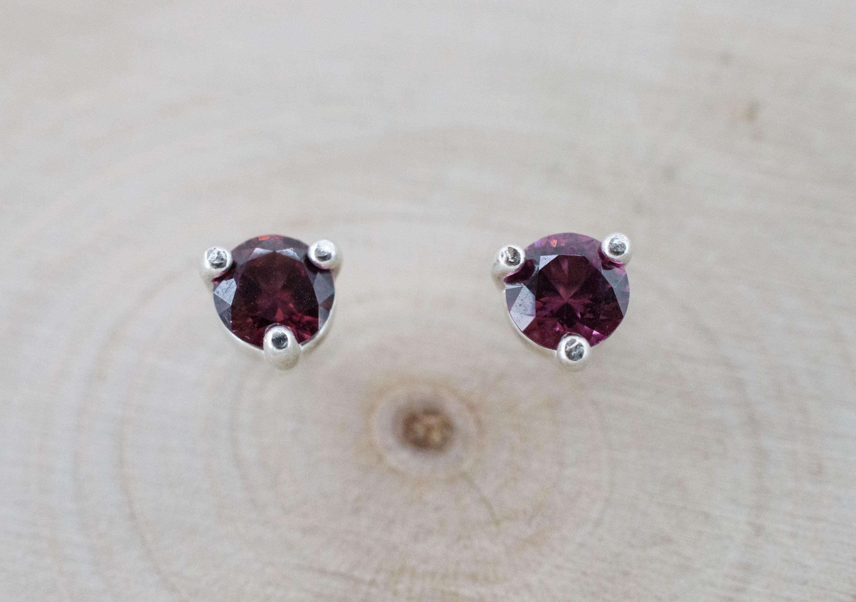 Cranberry Garnet Earrings, Natural Untreated Tanzanian Rhodolite Garnet; 0.530cts - Mark Oliver Gems