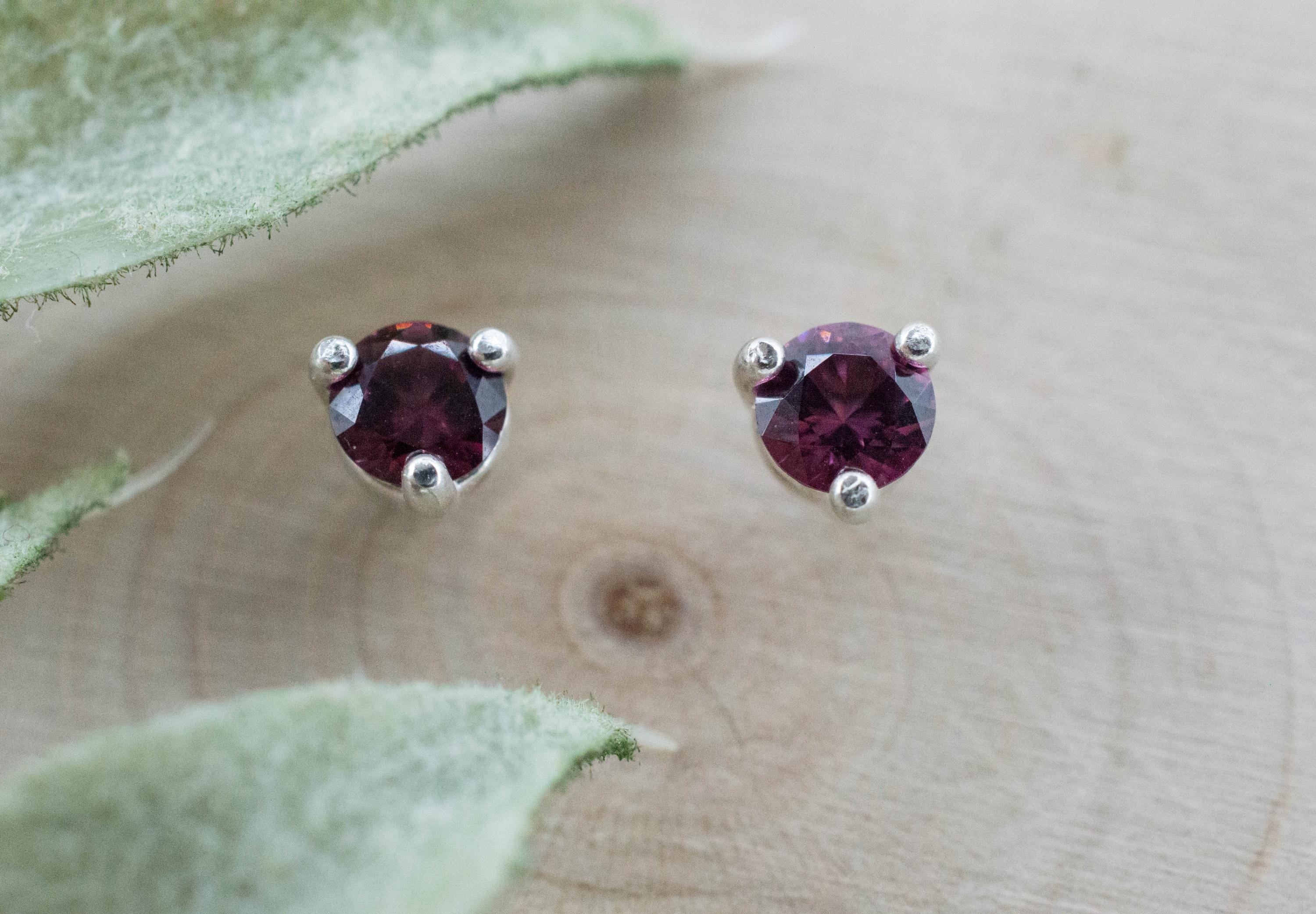 Cranberry Garnet Earrings, Natural Untreated Tanzanian Rhodolite Garnet; 0.530cts - Mark Oliver Gems