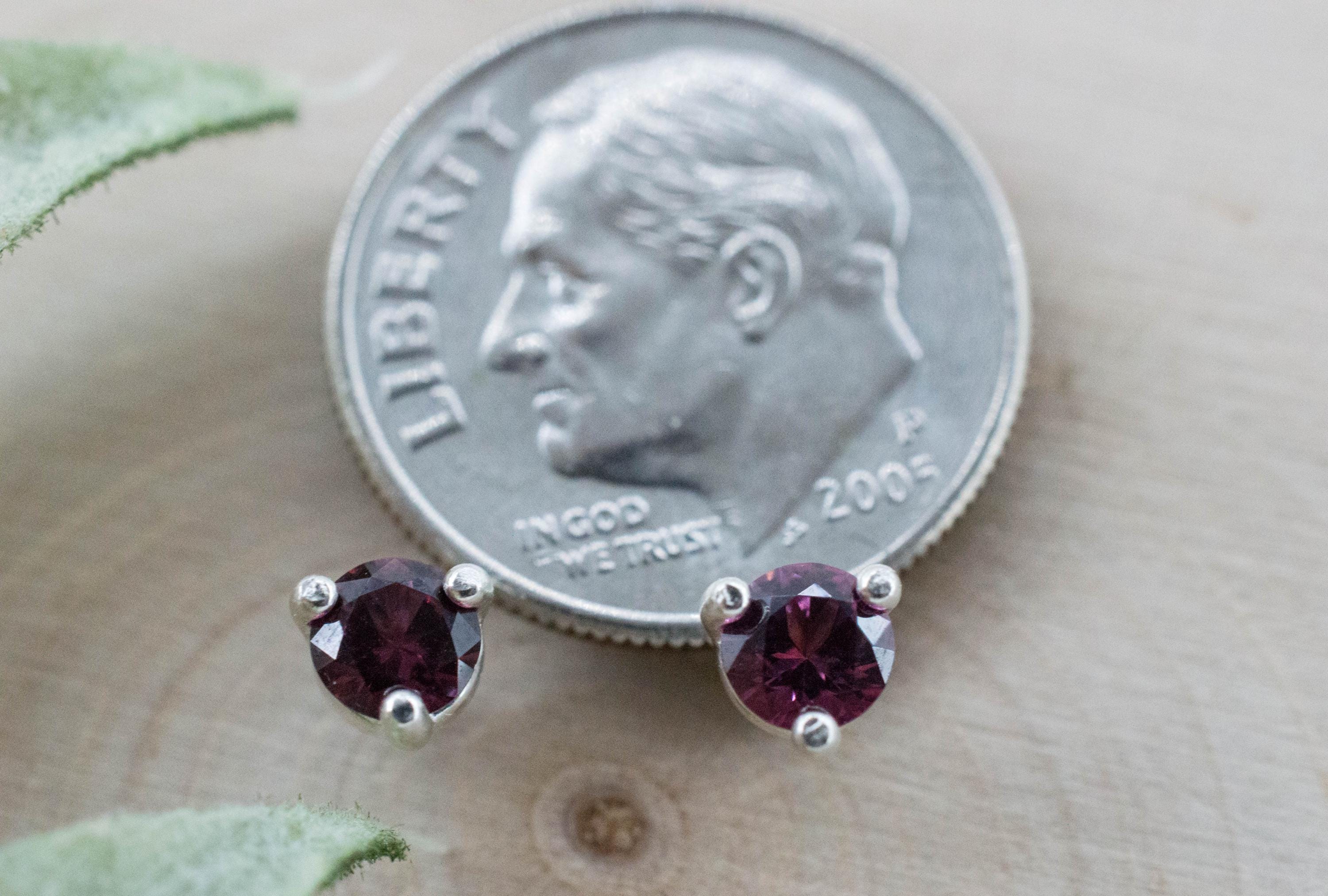 Cranberry Garnet Earrings, Natural Untreated Tanzanian Rhodolite Garnet; 0.530cts - Mark Oliver Gems