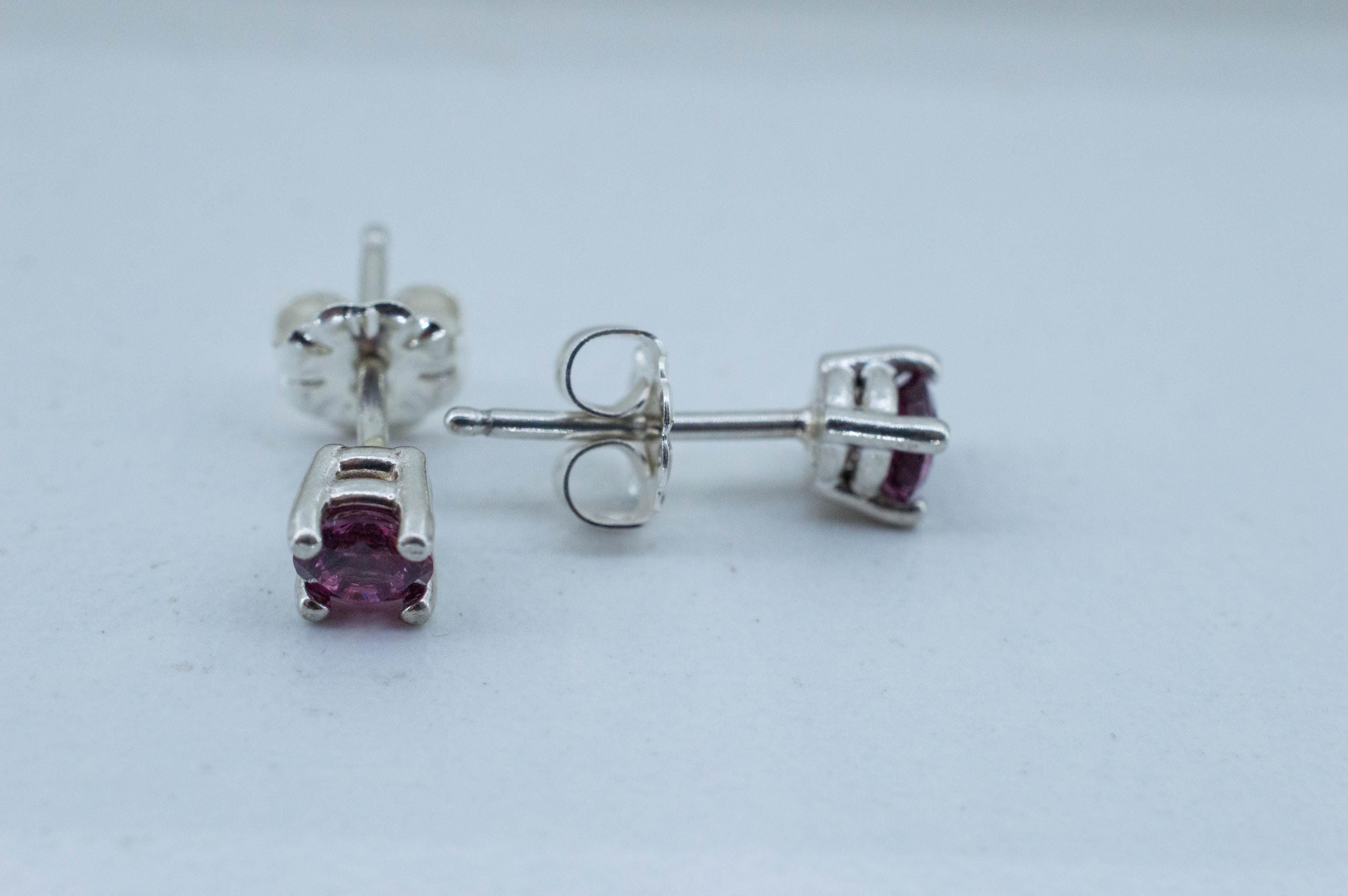 Cranberry Garnet Earrings, Natural Untreated Tanzanian Rhodolite Garnet; 0.540cts - Mark Oliver Gems