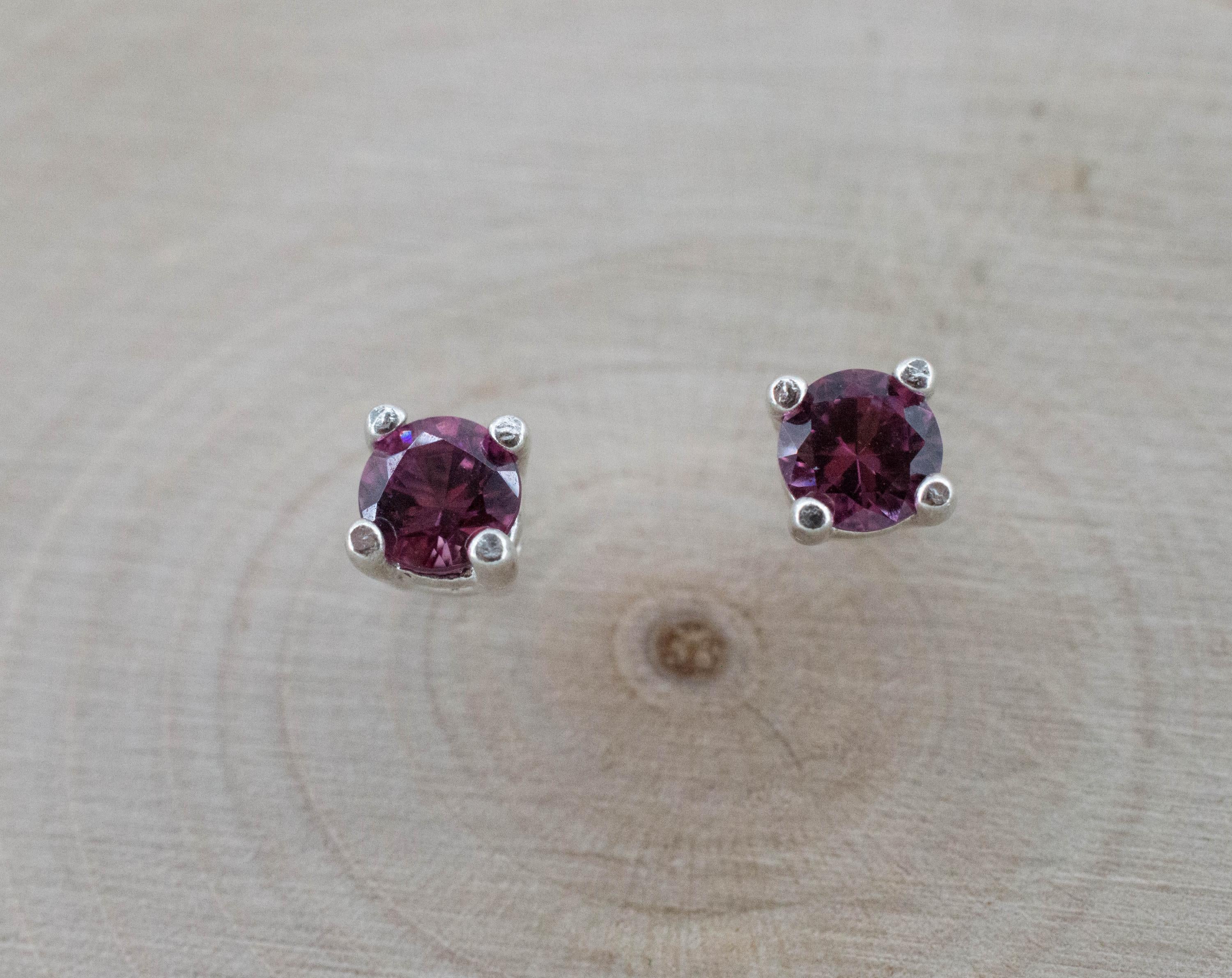 Cranberry Garnet Earrings, Natural Untreated Tanzanian Rhodolite Garnet; 0.540cts - Mark Oliver Gems
