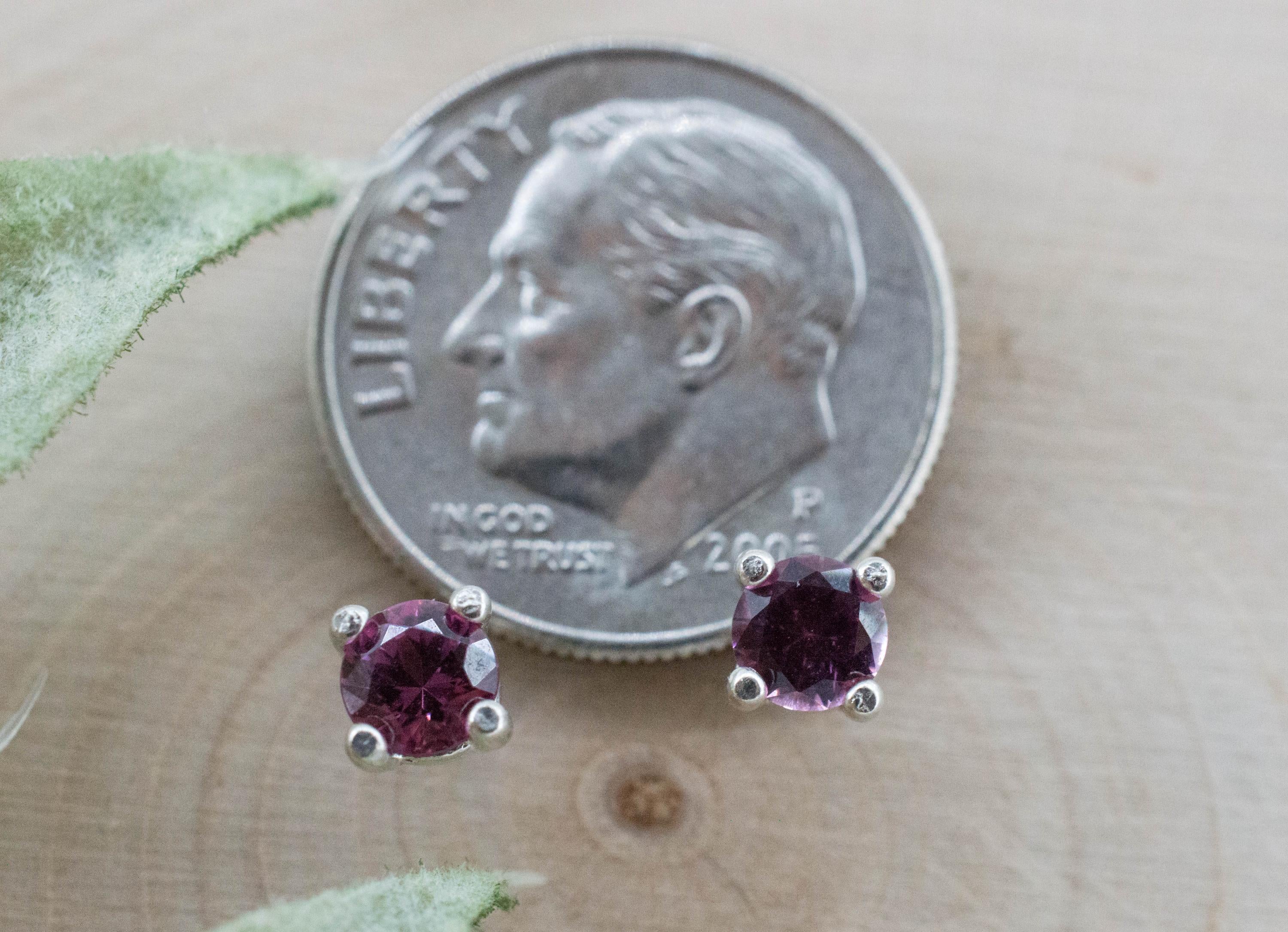 Cranberry Garnet Earrings, Natural Untreated Tanzanian Rhodolite Garnet; 0.540cts - Mark Oliver Gems