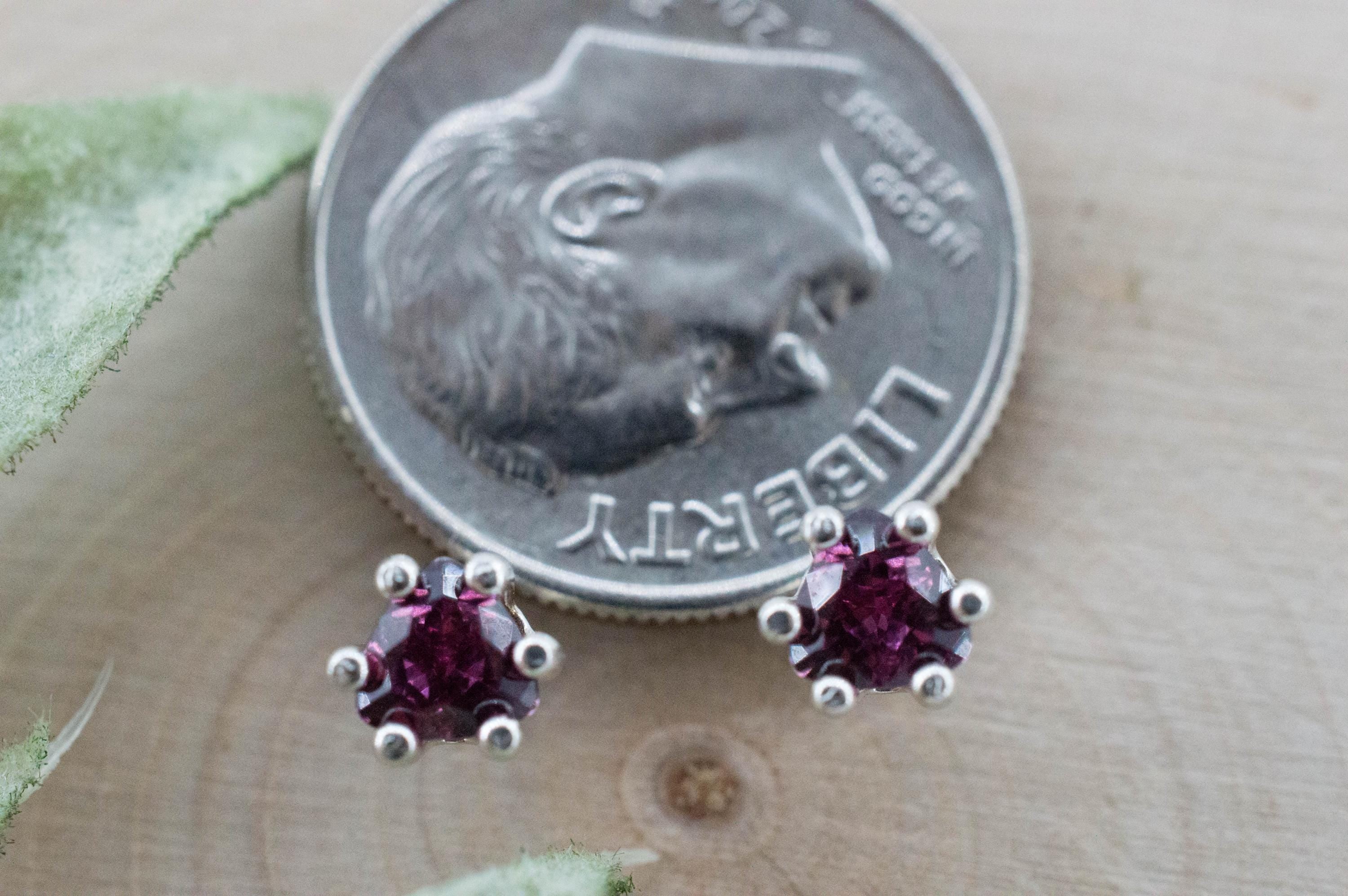Cranberry Garnet Earrings, Natural Untreated Tanzanian Rhodolite Garnet; 0.555cts - Mark Oliver Gems