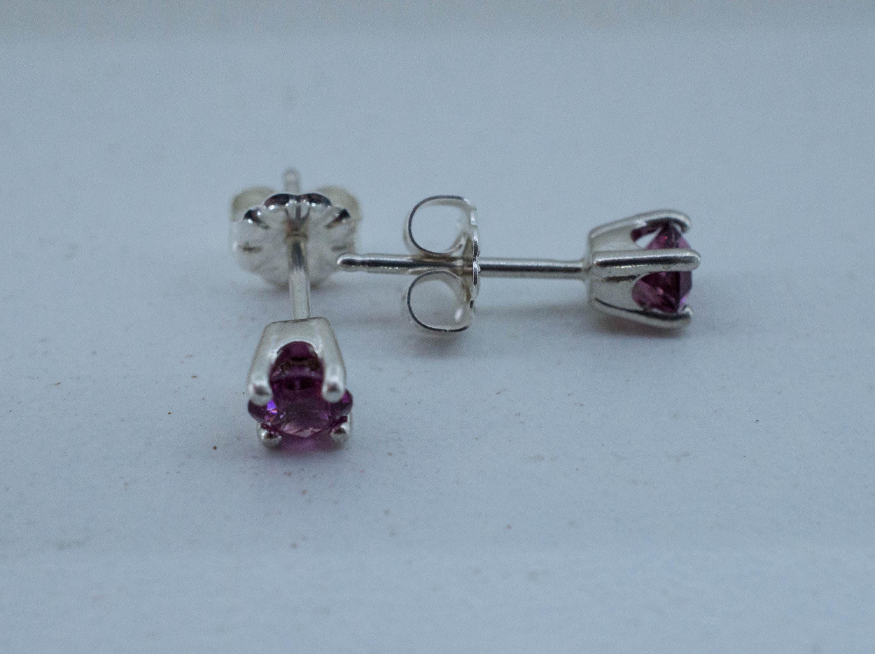 Cranberry Garnet Earrings, Natural Untreated Tanzanian Rhodolite Garnet; 0.670cts - Mark Oliver Gems