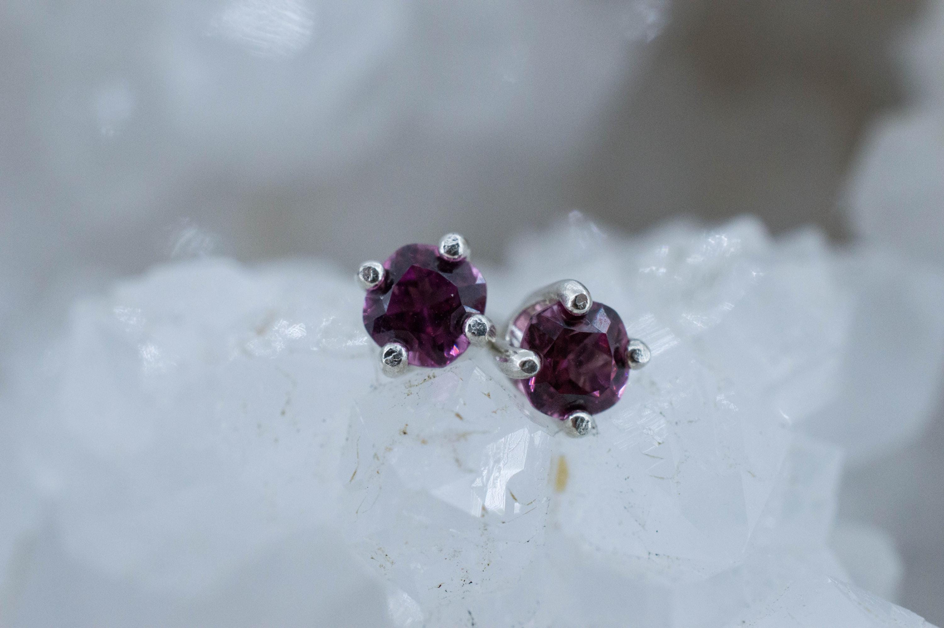 Cranberry Garnet Earrings, Natural Untreated Tanzanian Rhodolite Garnet; 0.670cts - Mark Oliver Gems