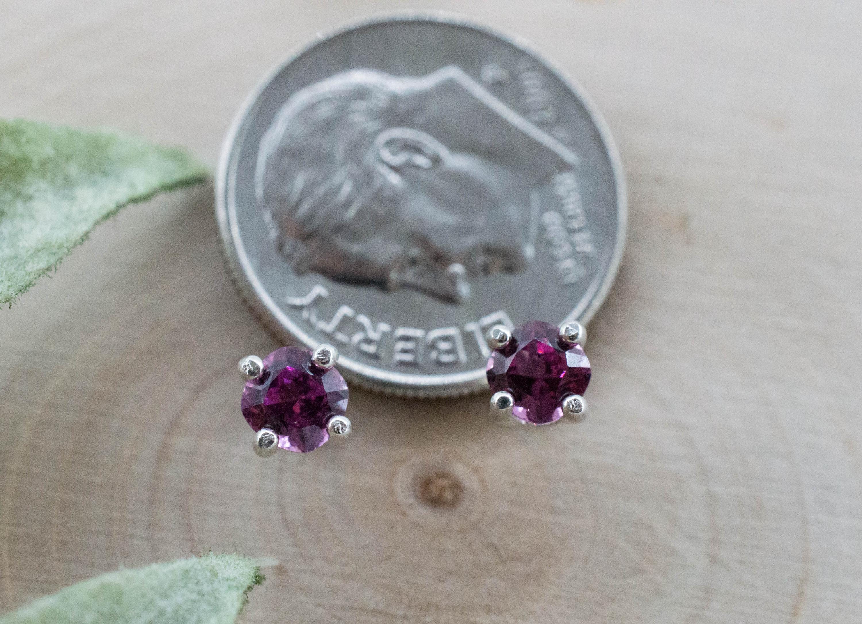 Cranberry Garnet Earrings, Natural Untreated Tanzanian Rhodolite Garnet; 0.670cts - Mark Oliver Gems