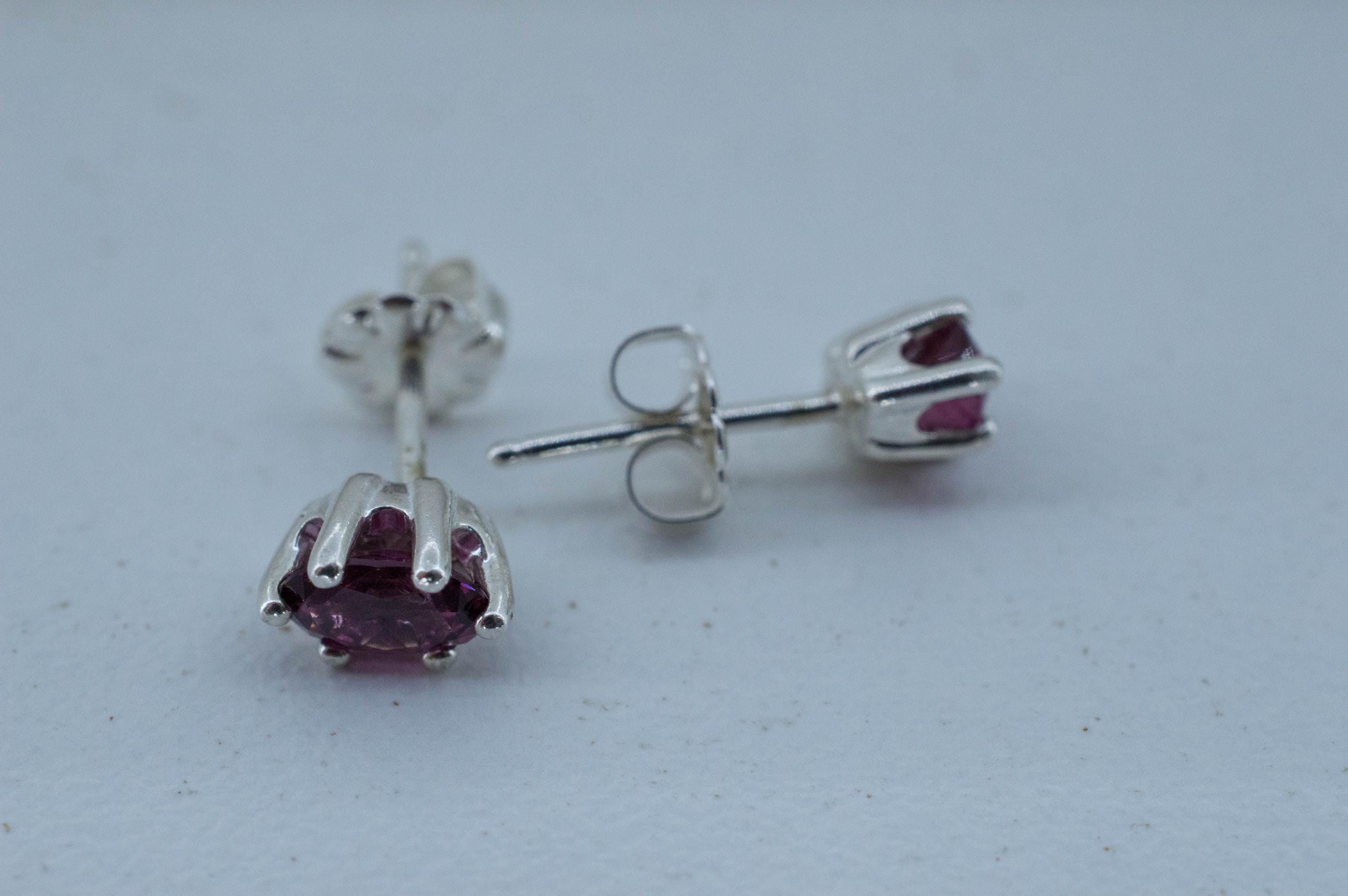 Cranberry Garnet Earrings, Natural Untreated Tanzanian Rhodolite Garnet; 0.985cts - Mark Oliver Gems