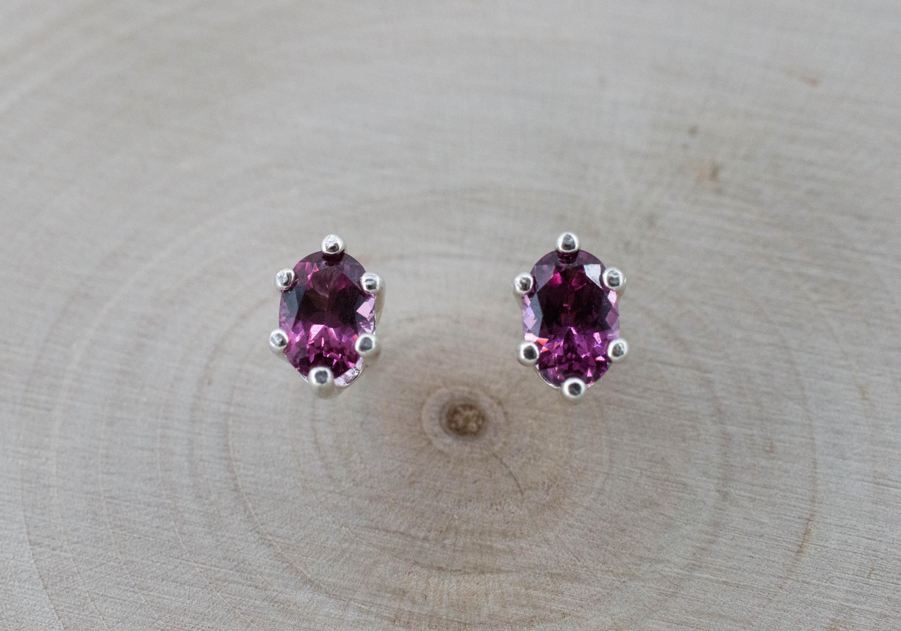 Cranberry Garnet Earrings, Natural Untreated Tanzanian Rhodolite Garnet; 0.985cts - Mark Oliver Gems