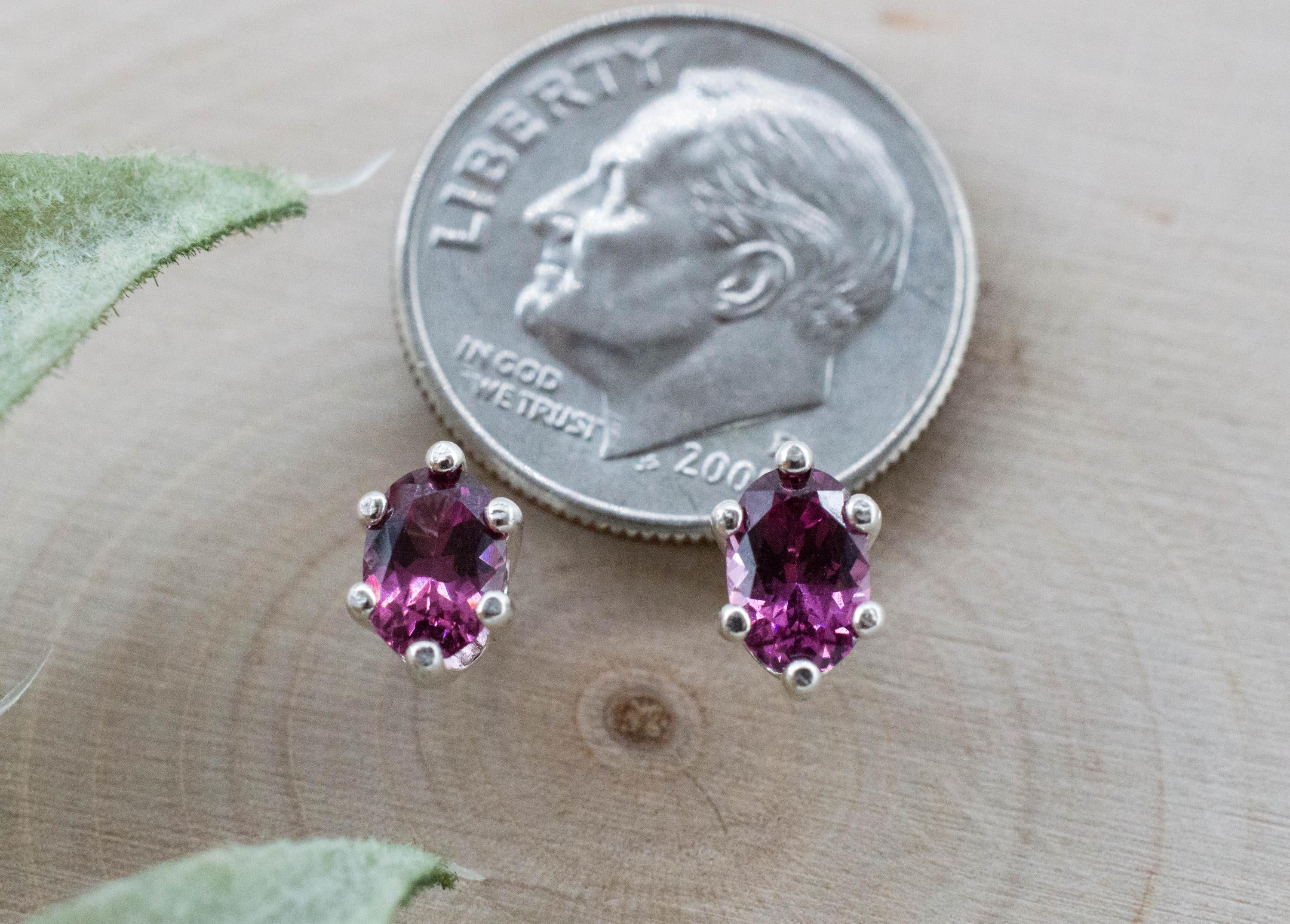 Cranberry Garnet Earrings, Natural Untreated Tanzanian Rhodolite Garnet; 0.985cts - Mark Oliver Gems